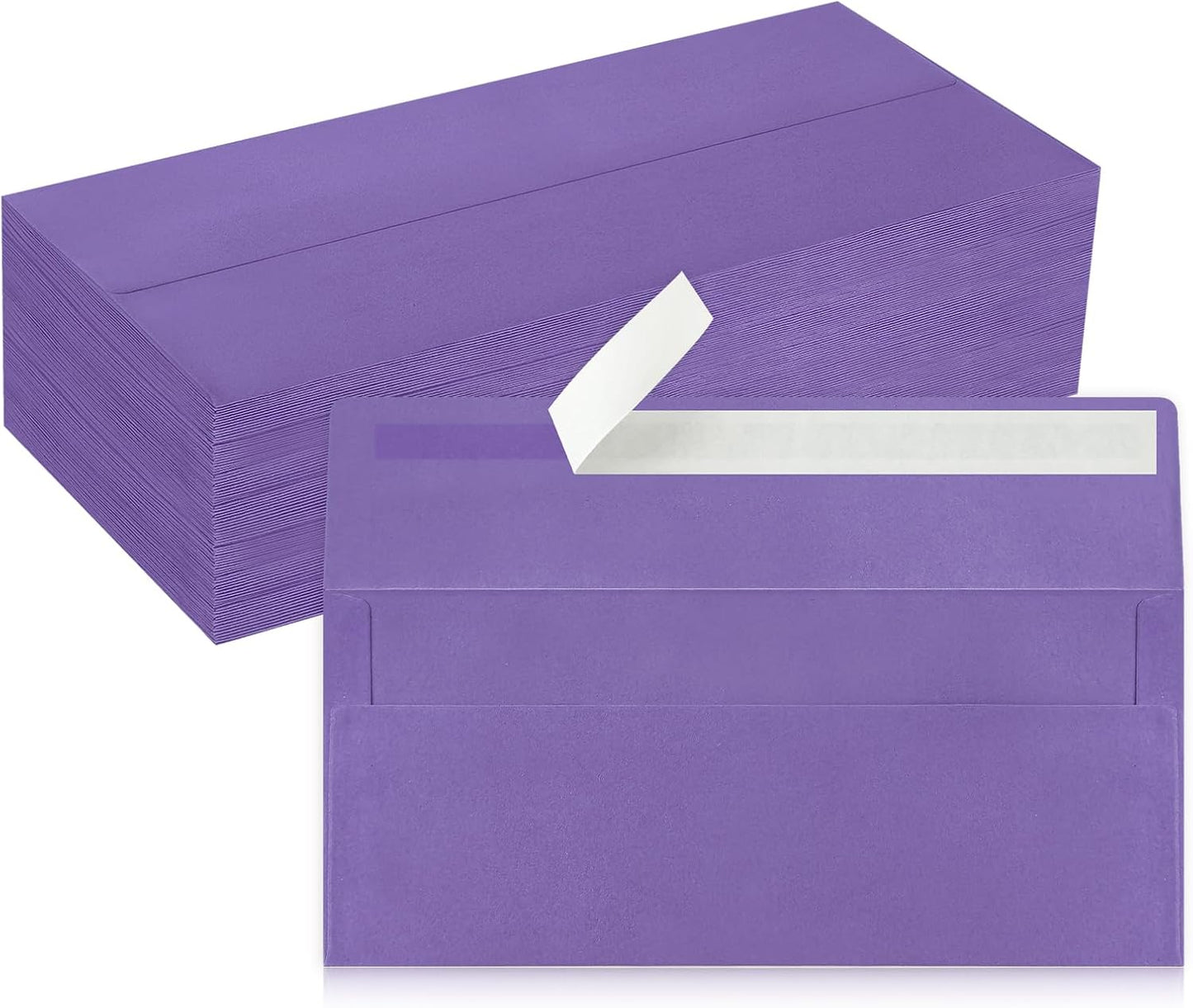 100 Pack #10 Business Envelopes, Dark Purple Standard Envelopes Self Seal, Letter Size Mailing Envelopes for Checks Letters Invoices Christmas Birthday Graduation Wedding, 4 1/8 x 9 1/2 Inch