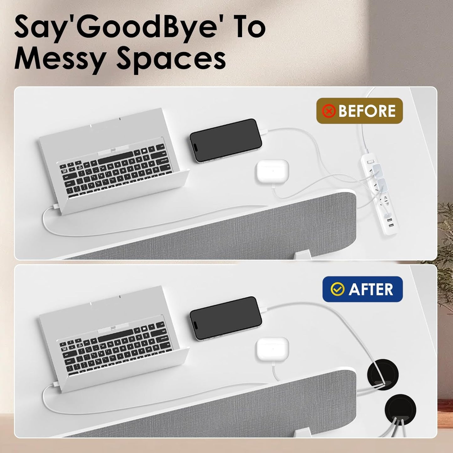 Desk Grommet 2 Inch (50 mm) 12 Pieces, Desk Hole Cover for Cables, Desk Wire Hole Insert, 2" Desk Hole Grommet, Cable Grommet, Desk Cord Hole Cover, Desk Cable Hole Cover with Hole Saw - Black