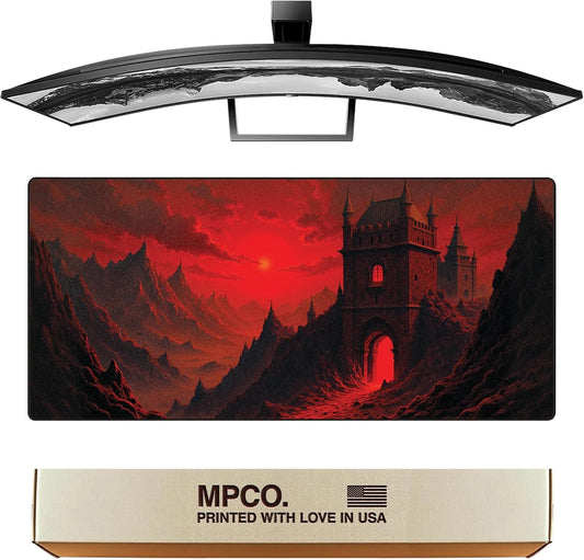 MPCO. Dark Fantasy Large Gaming Desk Pad - 36" x 17" Duraglyde Fabric The Scarlet Passage Desk Mats - Non-slip, Washable, Smooth Glide for Precision Gaming & Work