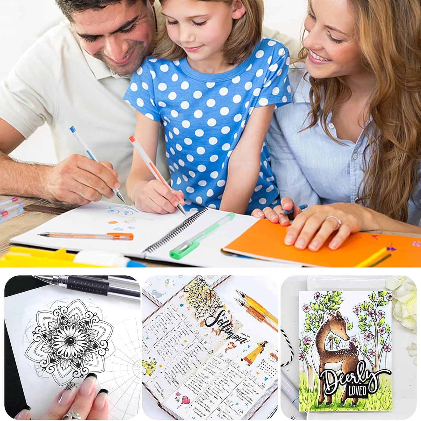 Red Pink Gel Pens for Coloring Book,72 Color Gel Pens Set including 24 Color Gel Pen with 48 Refills,40% More Ink Colored Gel Pens for Drawing, Doodling, Scrapbook, Journaling