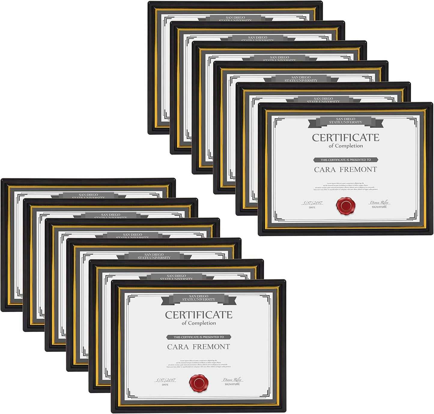 DesignOvation Corporate Document Frame Made to Display Standard Certificates, Black 8.5x11, Set of 12 Ready to Use Horizontally or Vertically