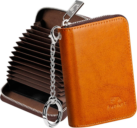 FurArt Zipper Wallet Women, RFID Blocking Credit Card Wallet, Business Card Holder, Compact Size KeyChain Wallet