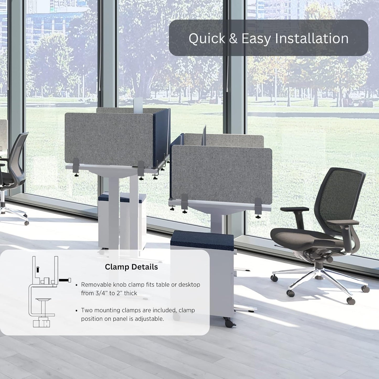 Desk Divider; Sound Absorbing Panel and Sound Proof Dividers - Privacy Shields for Student Desks and Desk Privacy Panels. Cubicle Wall, Desk Divider for Students and Office (Light Grey, 29" W x 18”H)