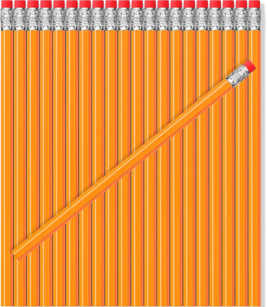 TecUnite 120 Pcs #2 HB Pencils with Eraser No 2 Unsharpened Wooden Hexagonal Pencils for Adults Gifts for School Exam art Learning Office Sketching(Yellow)