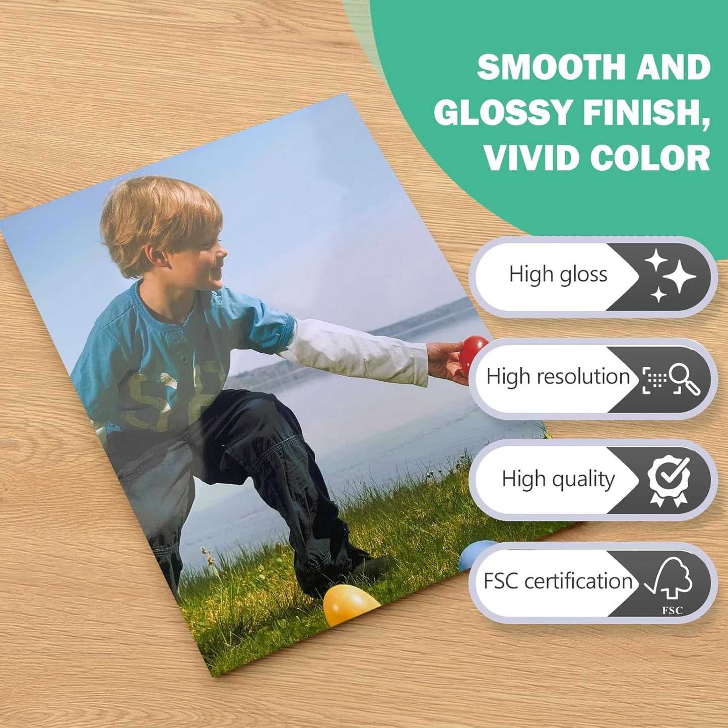 Glossy Photo Paper 3.5x5, 4x6, 5x7, Photo Printer Paper for Inkjet, 75 Variety Pack, Assorted Sizes, 52lb/200gsm