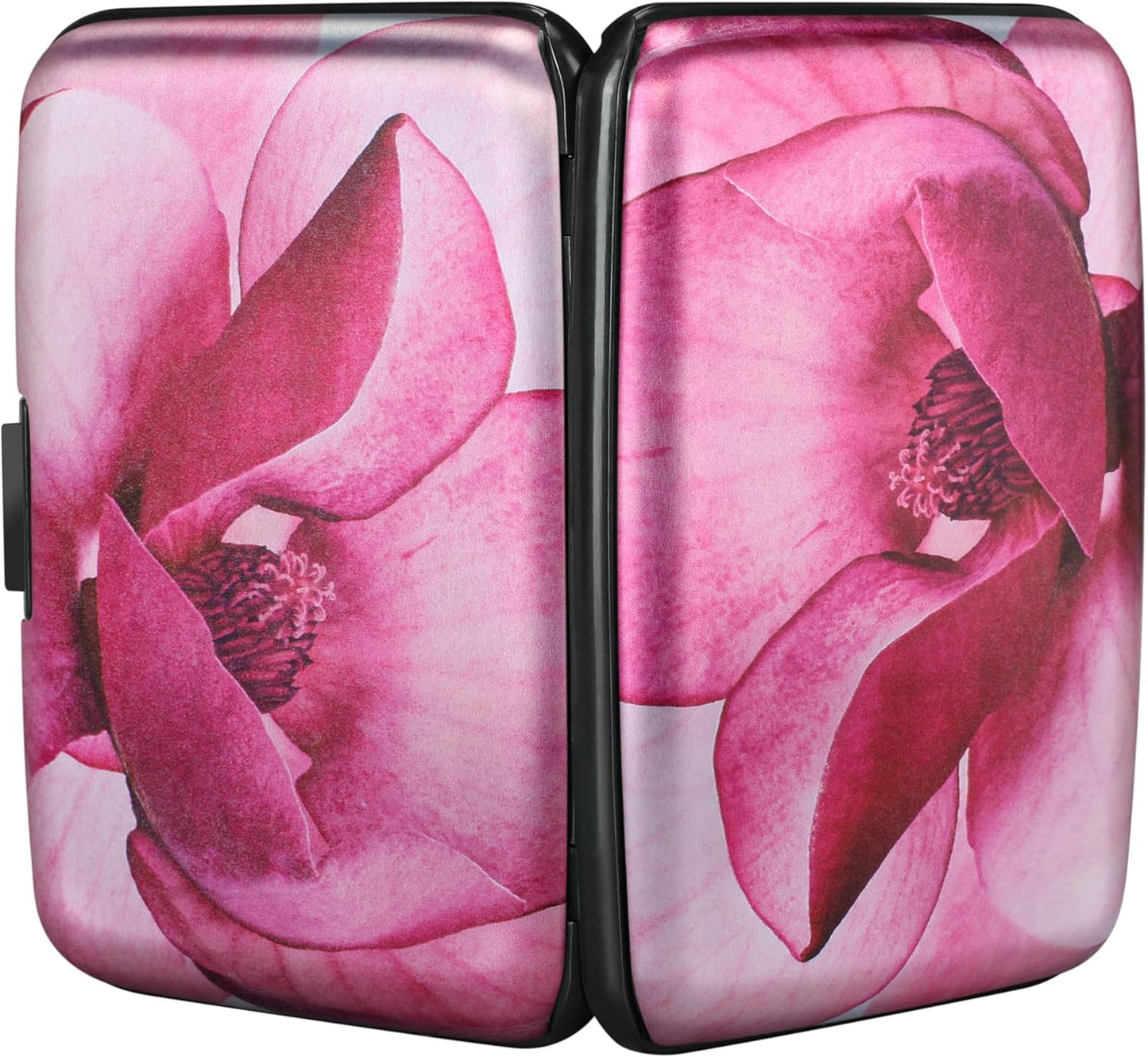 ELFISH Mini RFID Aluminum Wallet Credit Cards Holder Business Card Case Metal ID Case for Men Women(Pink Magnolia)