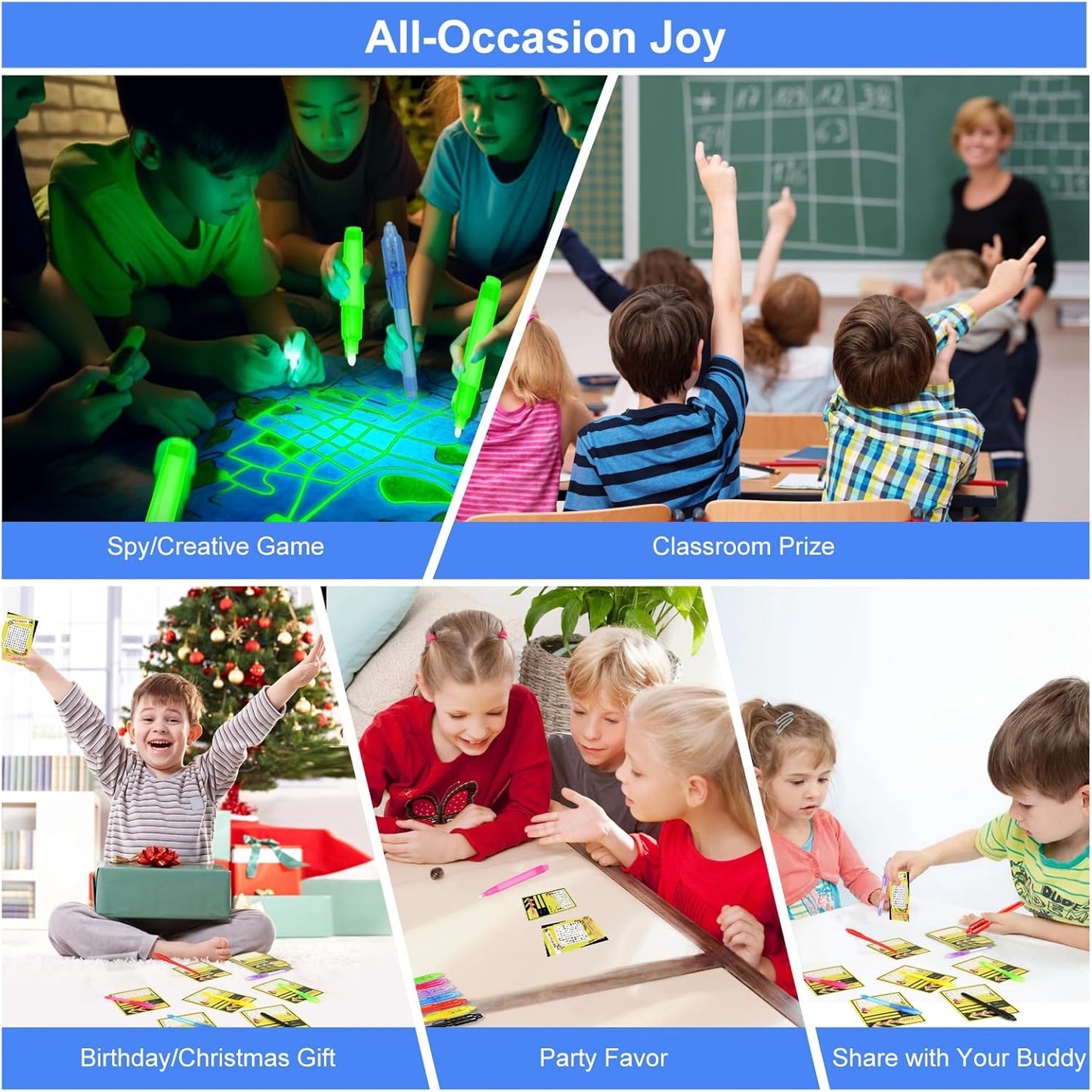 D&N Lifestyle 24 pcs UV Invisible Ink Pens with Word Search & Maze Activities Cards, Education & Party Favors, End of School Year Gift, Birthday, Halloween, Christmas, Goodie bag stuffers