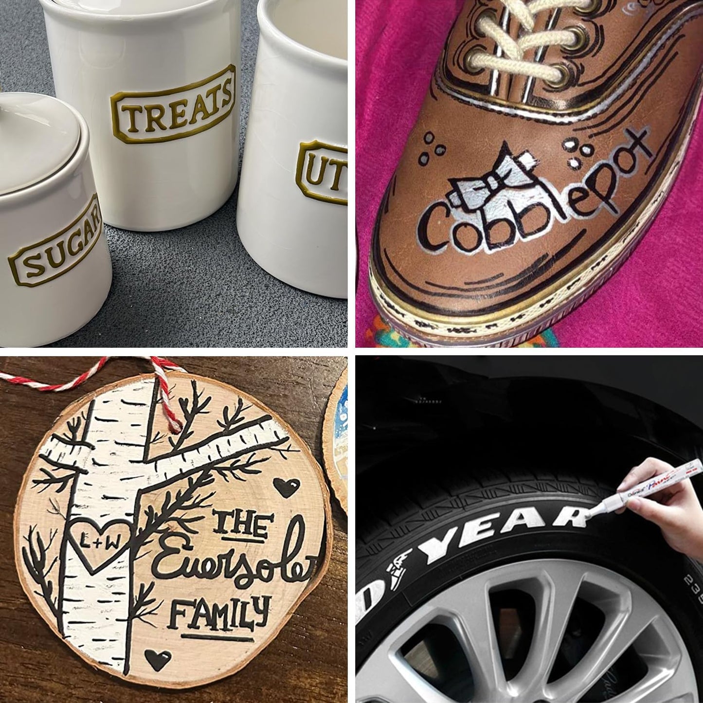 Overseas White Paint Pens Permanent Markers 24 Pcs, Oil Based Paint Markers Set, Quick Drying, Waterproof, Medium Tip Marker Pens for Metal, Rock, Wood, Plastic, Canvas, Glass, Stone, Rubber, Paper