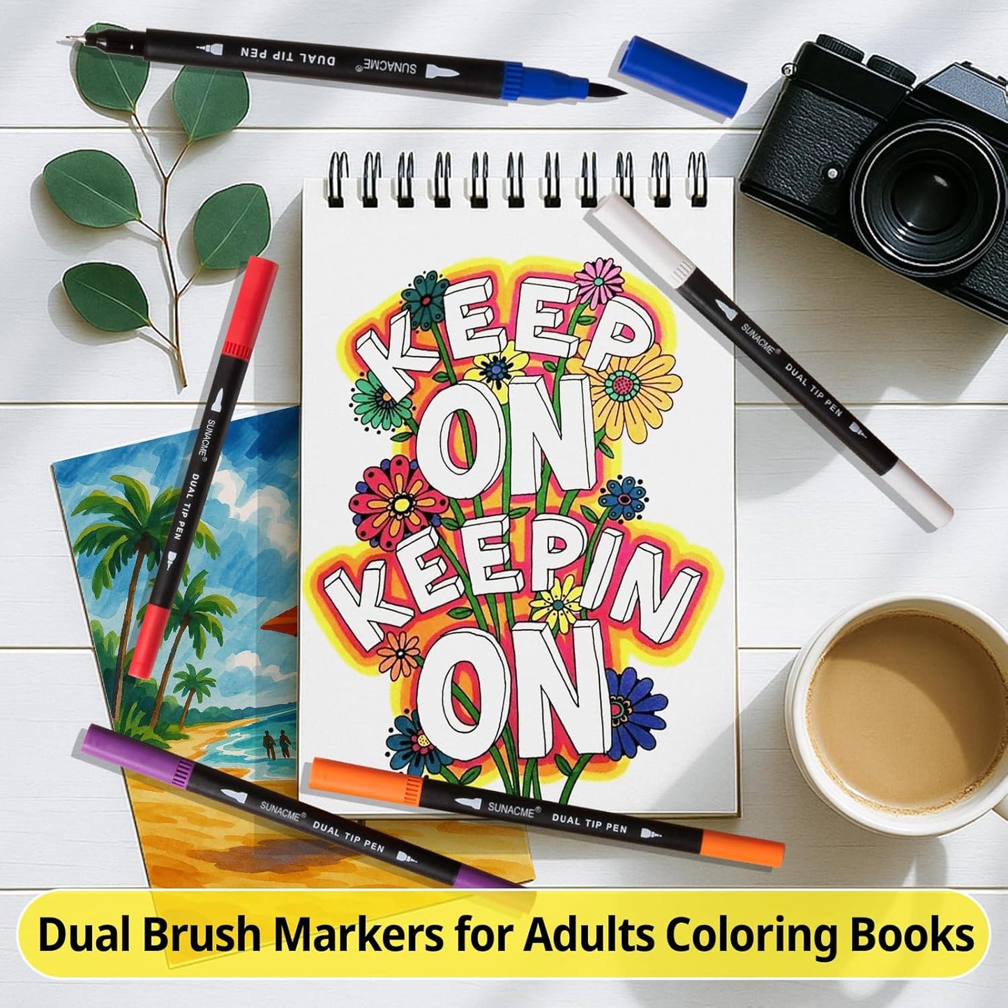 36 Dual Brush Marker Pens, 36 Colors Art Marker Set with Brush Tip and Fineliner Tip for Kids Adults Coloring Books, Aesthetic School Art Supplies No Bleeding