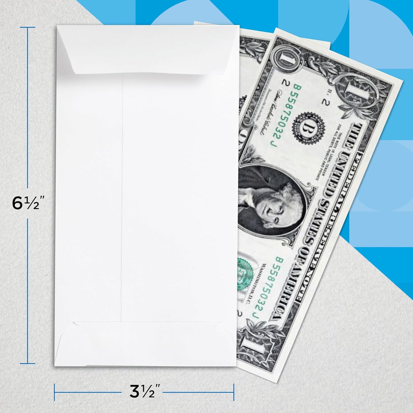 Guardian #7 Paper Coin Envelopes - Made in America with Gummed Flaps, Pack of 500 Blank Cash Envelopes for Coins, Receipts, Seeds, Small Parts Storage, and More, 3 ½ x 6 ½ Inches, White