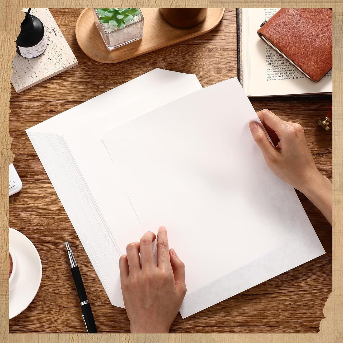 Epakh 300 Pcs Old Age Parchment Paper 8.5 x 11 Inch Standard Letter Vintage Colored Old Parchment Double Side Printing Paper (White)