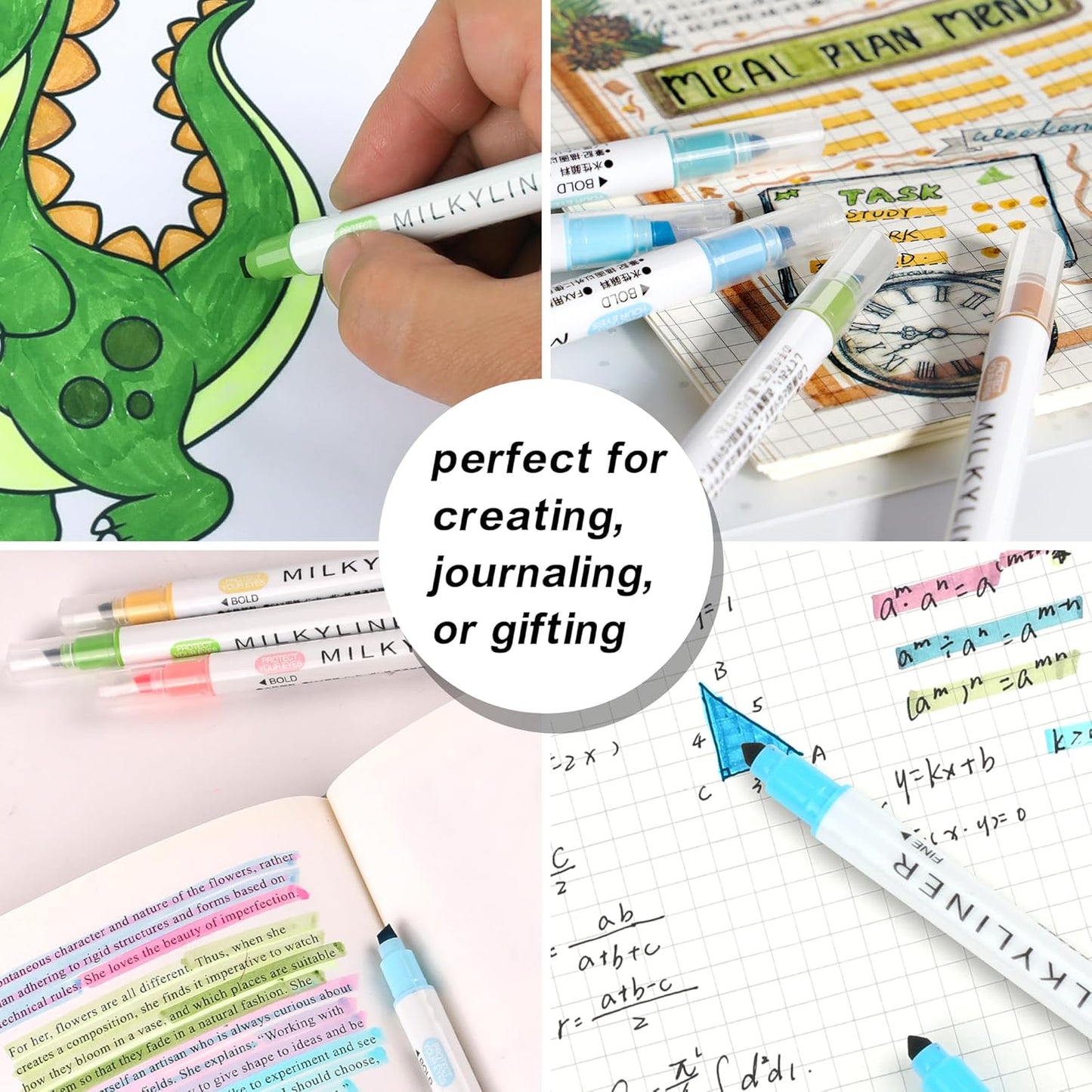 Highlighters Pastel Double Sided Chisel and Fine Tips Pastel Bible Highlighters No Bleed Through 12 Retro Colors Perfect for Bible Books, Journals, Drawings, and Underlining