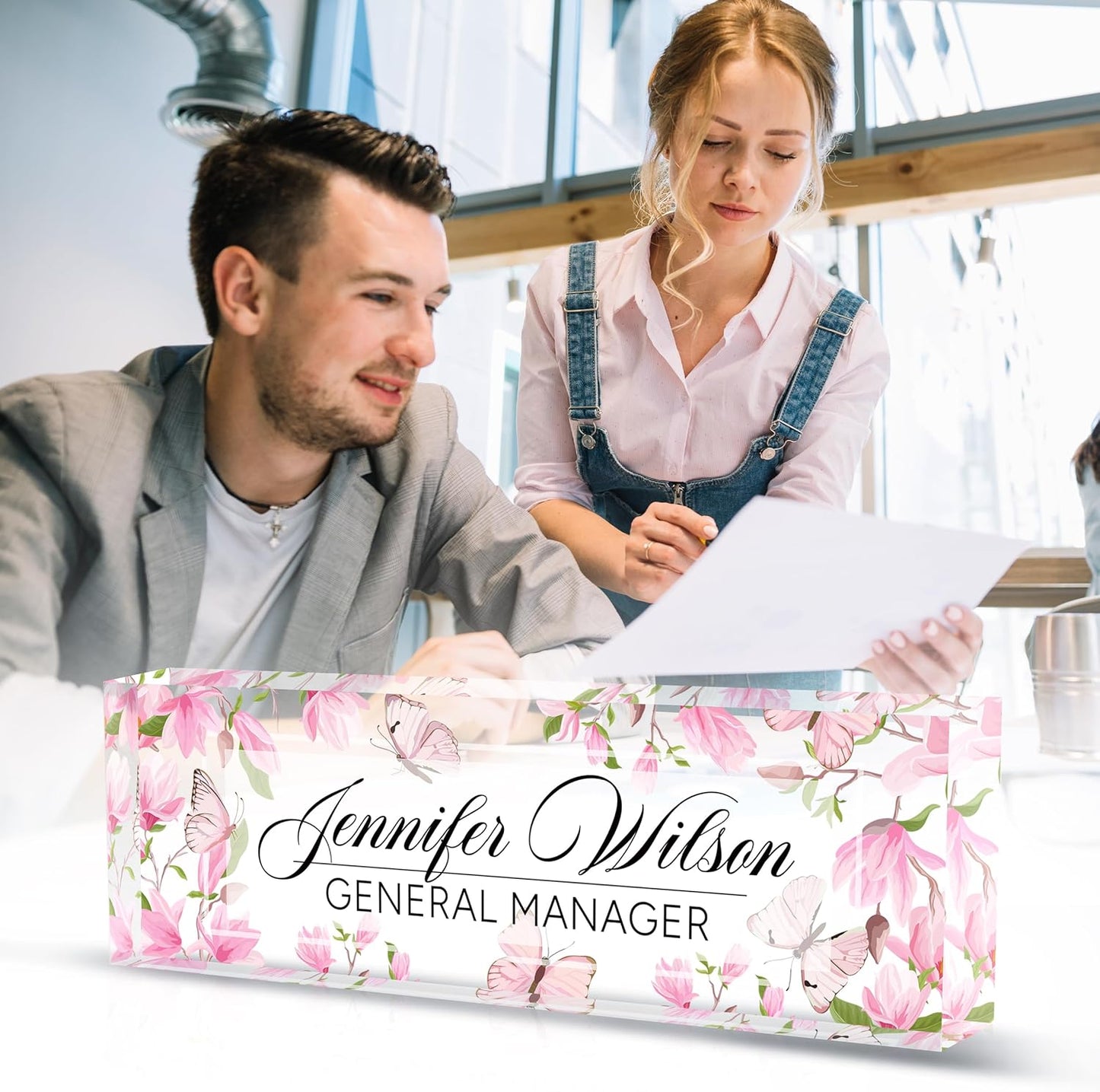 Desk Name Plate Personalized, Personalized Name Plate for Desk, Custom Office Desk Decor The Office Gifts for Women Men, Acrylic Desk Accessories Employee Appreciation Gifts for Boss, Manager, Teacher