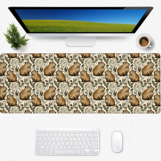 Capybara Gaming Mouse Pad, Desk Mat, Non-Slip Rubber Base Cool Aesthetic MousePads for Computer Laptop Keyboard Office School Home Desktop Accessories Decor 31.5" x 11.8"