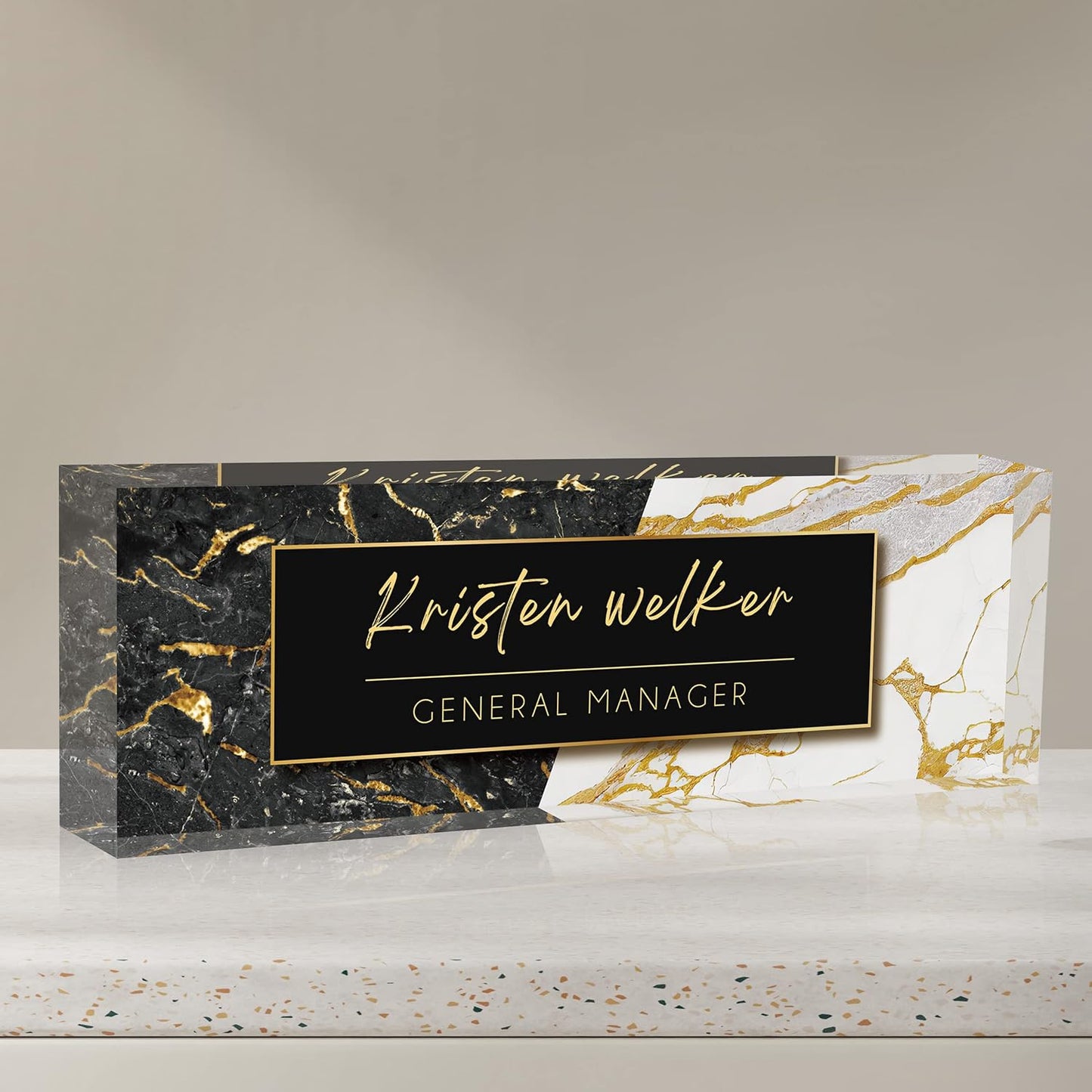 Desk Name Plate Personalized | Custom Name Plates for Desks | Office Gifts for Coworkers, Boss, Employee, Teacher, Social Worker | Office Desk Decor - (8" x 2.5")-Design 4