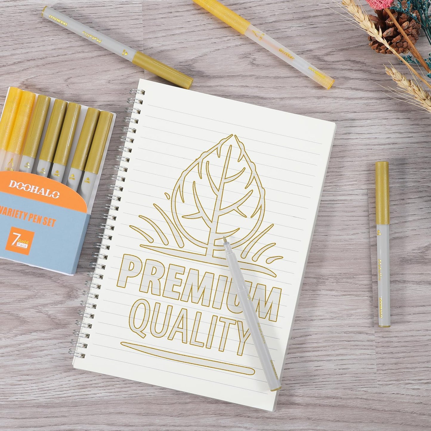 DOOHALO Gold Metallic Gel Glitter Pens Compatible with Cricut Maker 3/Maker/Explore 3/Air 2/Air 1.0/0.8/2.0/2.5 Variety Point Tips Markers for drawing Writing