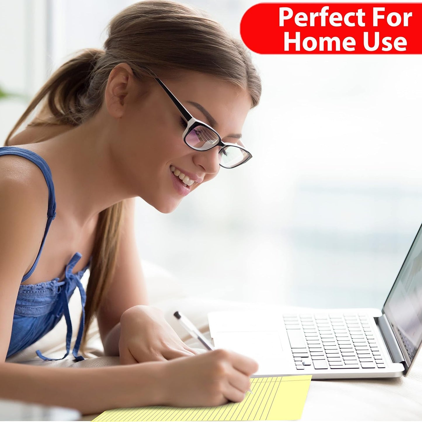 E-CLIPS USA Notepads, Legal Pads, Note Pads 8.5 x 11, Legal Wide Rule Notepad, Canaray, Chipboard Back, Writing Pad, Office Supplies, 50 Sheets Per Pad (72 Pack)