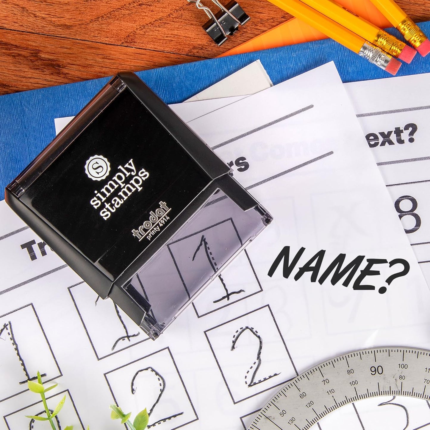 Custom Self-Inking Stamps | 49 Classroom, Library & Grading Designs | Xtra Wide Name Docket