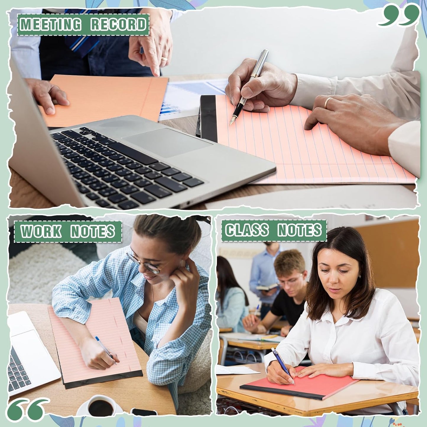 Fuutreo 8 Pcs 8.5'' x 11'' Colored Legal Pad Writing Pads Wide Ruled 50 Sheets Per Notepad Perforated Writing Notepad Office Supplies for School College Office Business (Retro Colors)