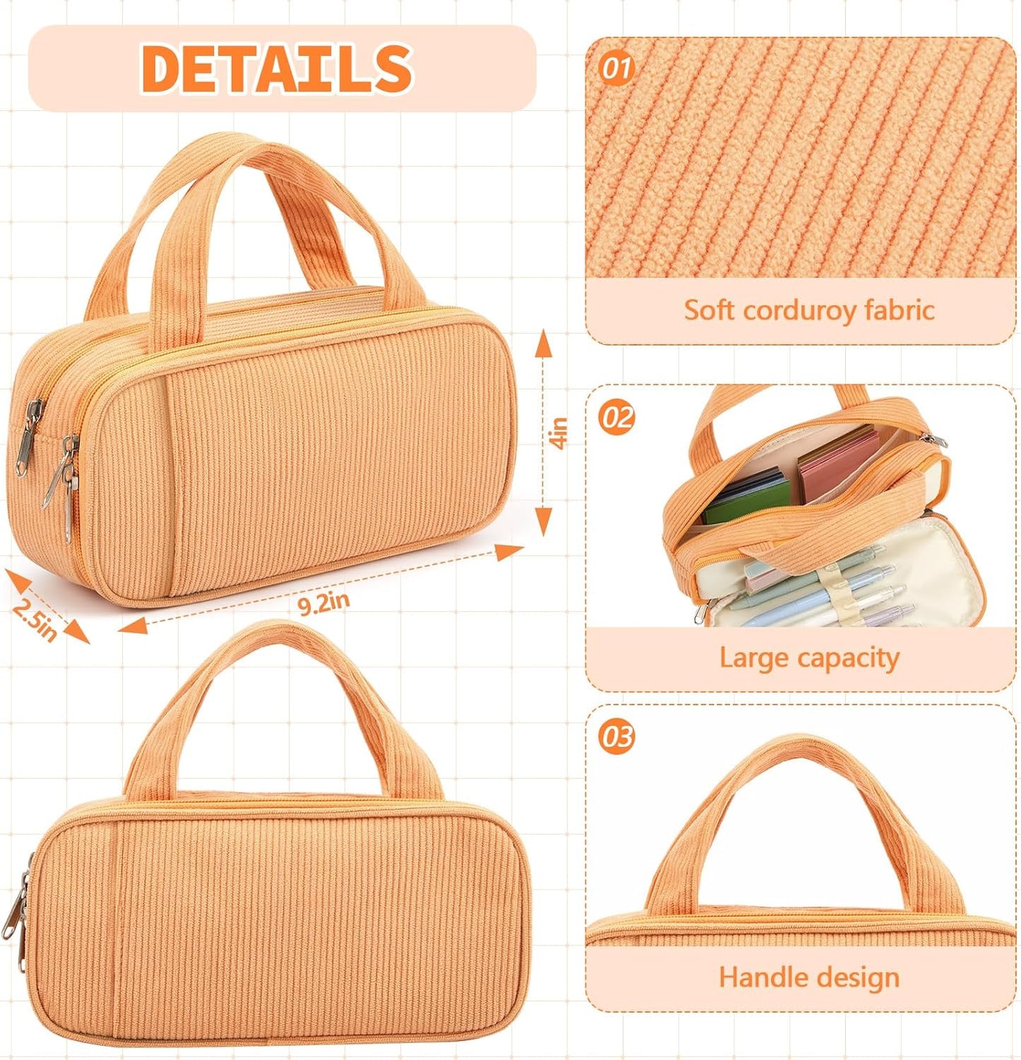 Jutom 39 Pcs Aesthetic Book Annotation Kit Highlighter with Pencil Case Bag Gel Pen Transparent Sticky Note Taking Bible Study College School Supplies(Orange,Classic Style)