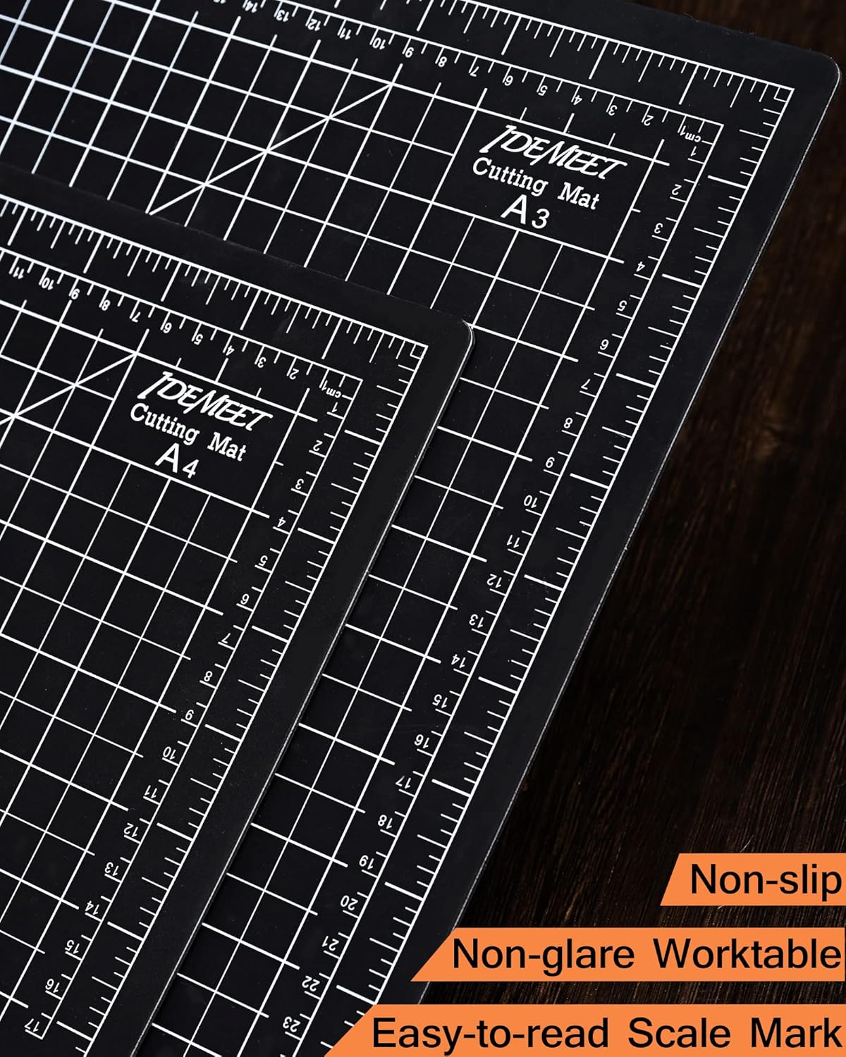 Density-upgraded 18"x12" Self Healing Cutting Mat, Idemeet Rotary Sewing Mat for Crafts, 5-Ply Blade Table Protector Cut Board for Fabric Leather Cutting Quilting Modeling Hobby Project, A3, Black