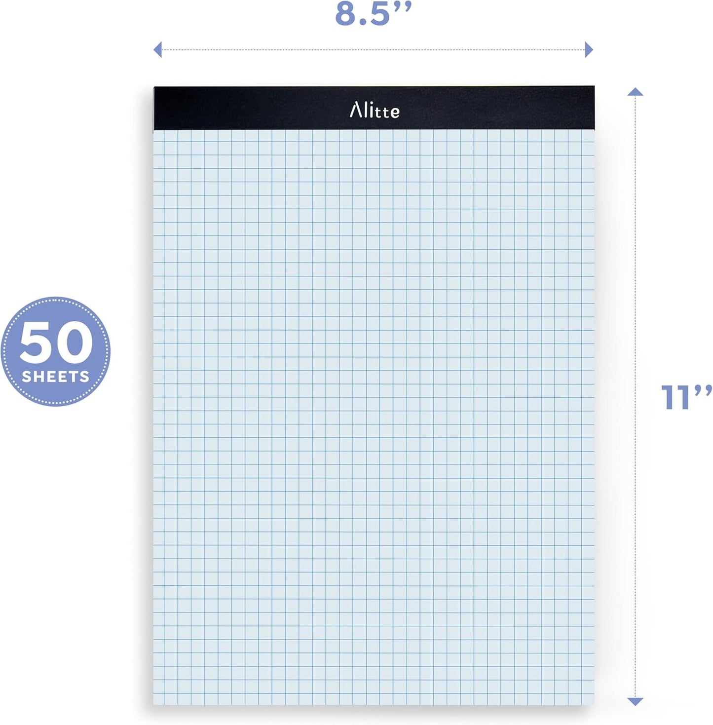 Graph Paper Pad, Pack of 12, White Letter Size - 4x4 Quad Grid Paper, Easy-Tear Perforations, 8.5 x 11 Cardboard Backing - Graph Notepads for School, Office -50 Sheets per Pad