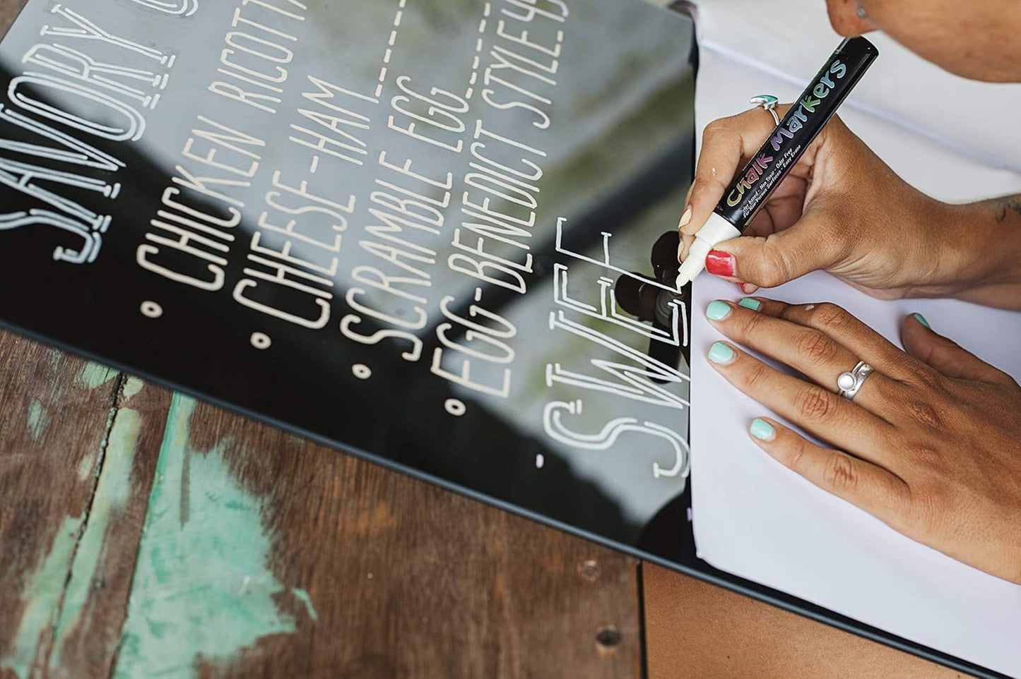 ArtShip Design 36 Chalk Markers Double Pack of Both Fine & Reversible Medium Tip Liquid Chalk Pens with Labels & Tip Tweezers Wet Erase Menu Boards, Windows, Mirrors, Non-Porous Chalkboards, Metal