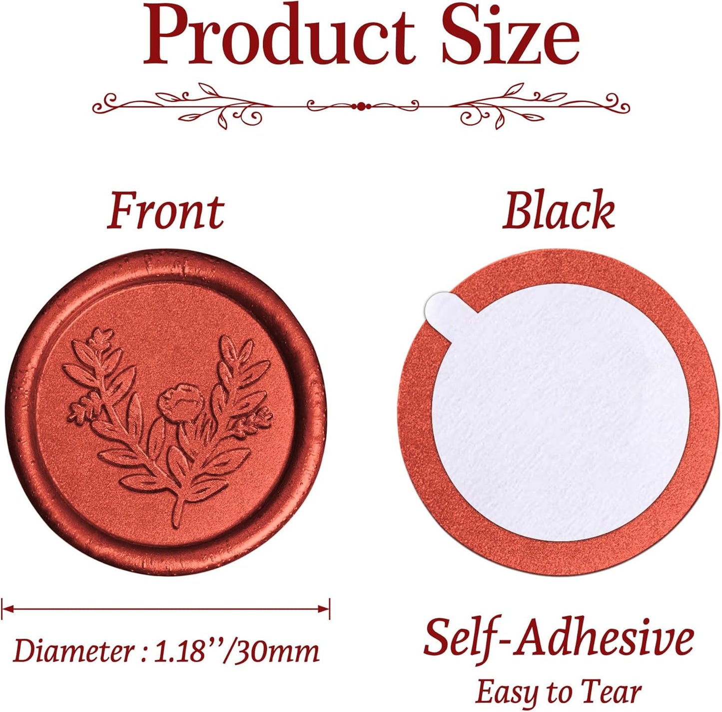 Handmade Wax Seal Stickers - Wedding Invitation Envelope Seal Stickers, 25 Pcs Self- Adhesive Stickers, Perfect for Invitation, Christmas, Gift Wrapping (Eucalyptus Style, Red Wax)