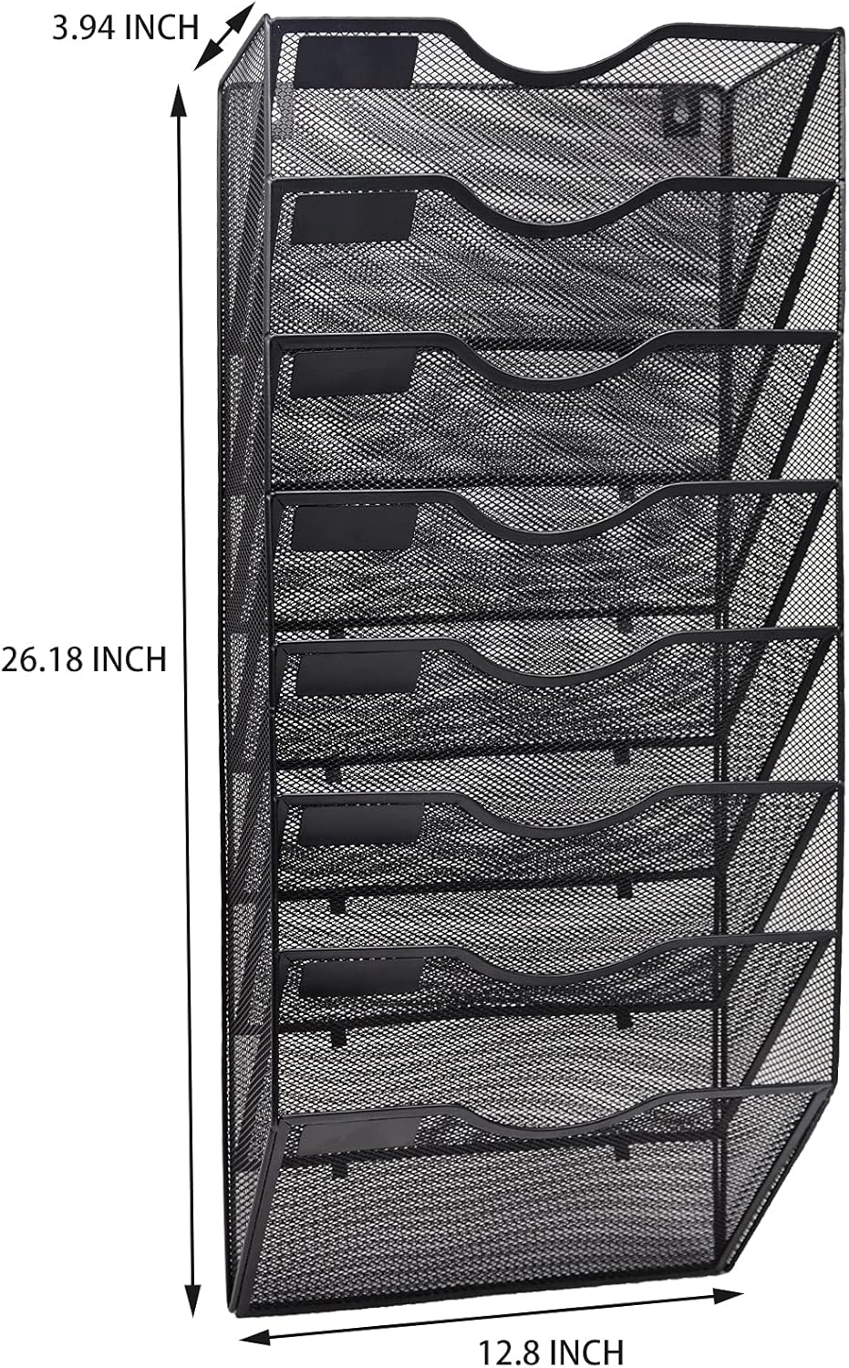 EASEPRES 8 Pocket Mesh Hanging Wall File Organizer, Wall Mounted Mail Paper Document Folder Holder, Clipboard Storage Organization Magazine Rack with Nametag Label for Office Home School, Black