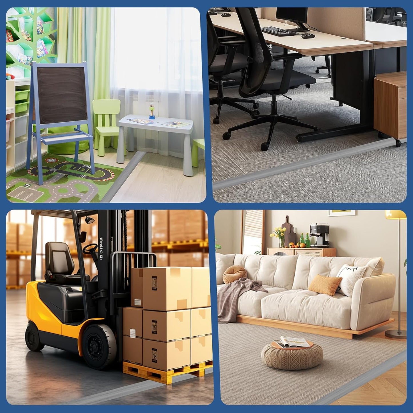 Floor Cord Cover for Wires on Floor Self Adhesive Cord Hider Floor Cable Management Wire Covers for Cords Protector Prevent Cable Trips Cord Cavity W 0.32" x H 0.32", Gray Wood, 10Ft