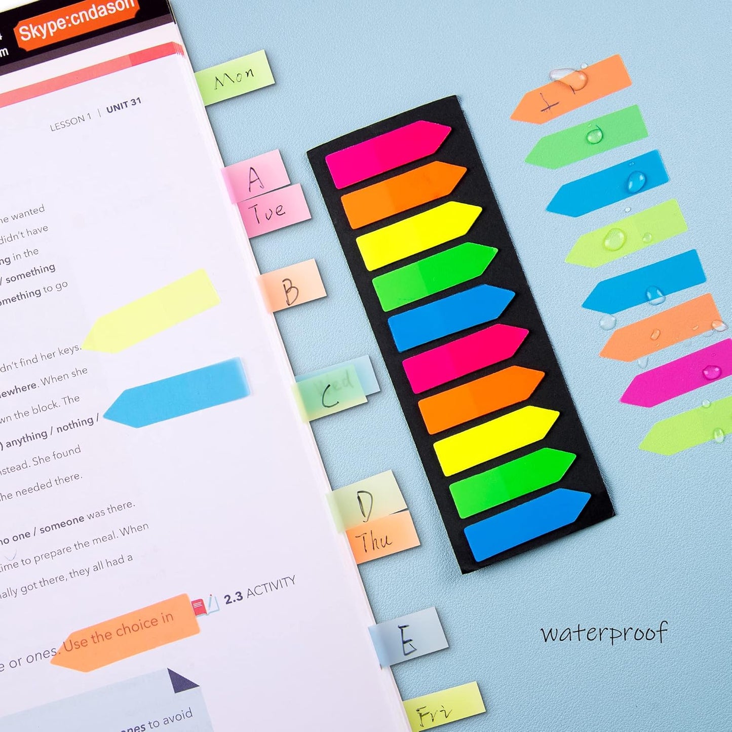 Ericter 1200 Pcs Sticky Tabs Page Markers Sticky Index Tabs, Arrow Flag Tabs - 10 Primary Color Tabs Page Flag Markers Bookmarks Book Tabs for Annotating Books