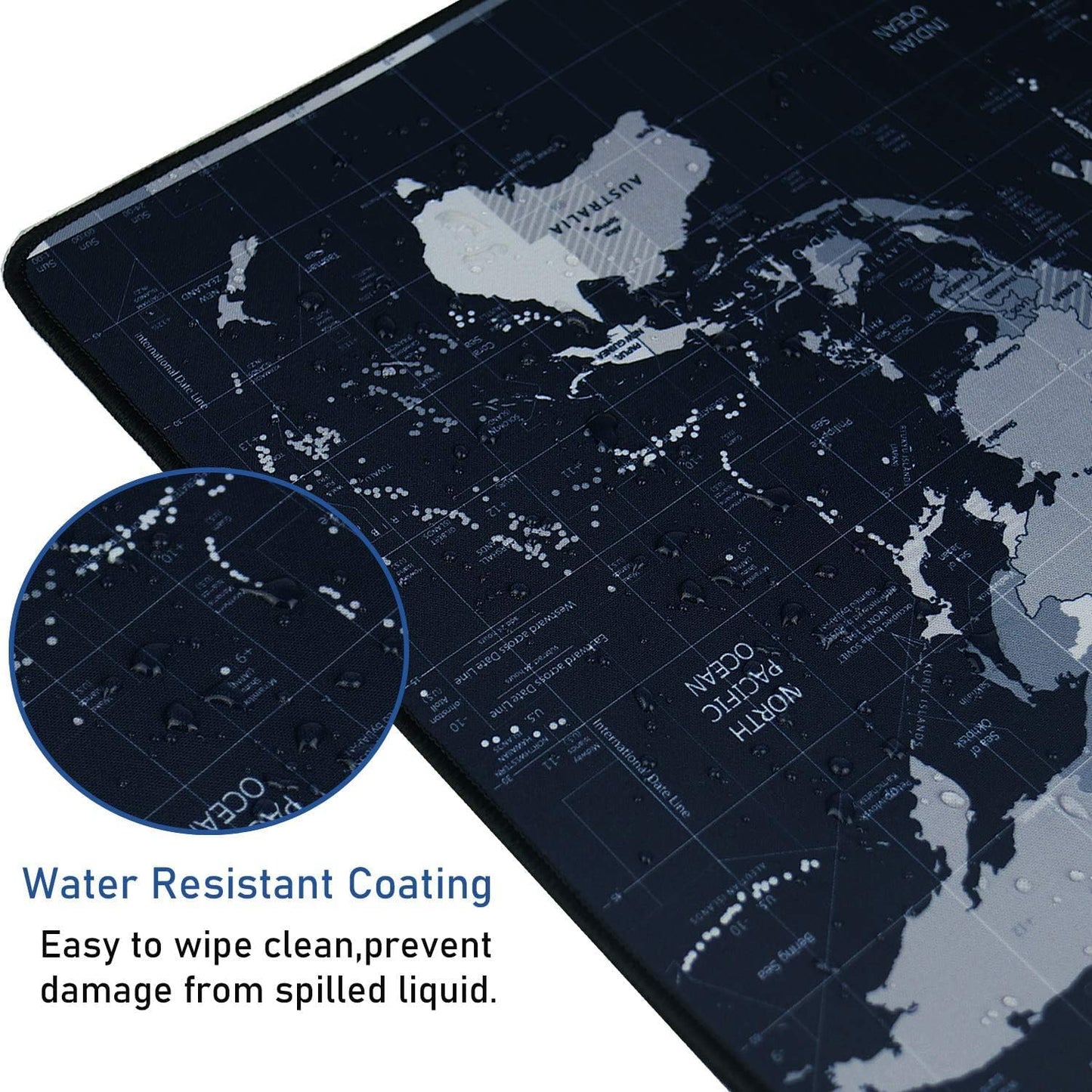 Large Extended Gaming Mouse Pad with Stitched Edges,(35.4X15.7In) Durable Non-Slip Natural Rubber Base, Waterproof Computer Keyboard Pad Mat for Esports Pros/Gamer/Desktop/Office/Home, Map