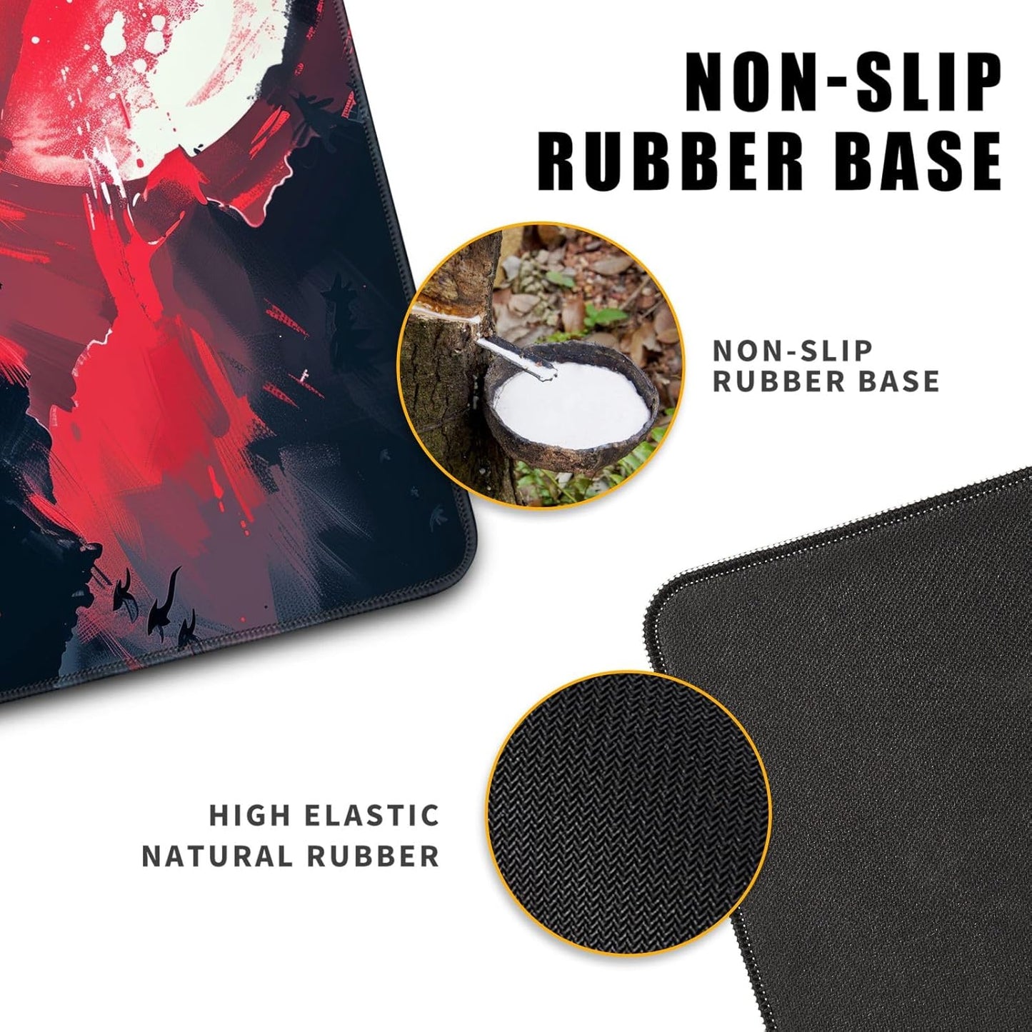 Black Desk Mat Japanese Samurai Mouse Pad XL Red Anime Big Mousepad Gaming Large Mouse Pad for Men Desk Pad with Stitched Edges Non-Slip Large Computer Mat, 31.5x11.8 in