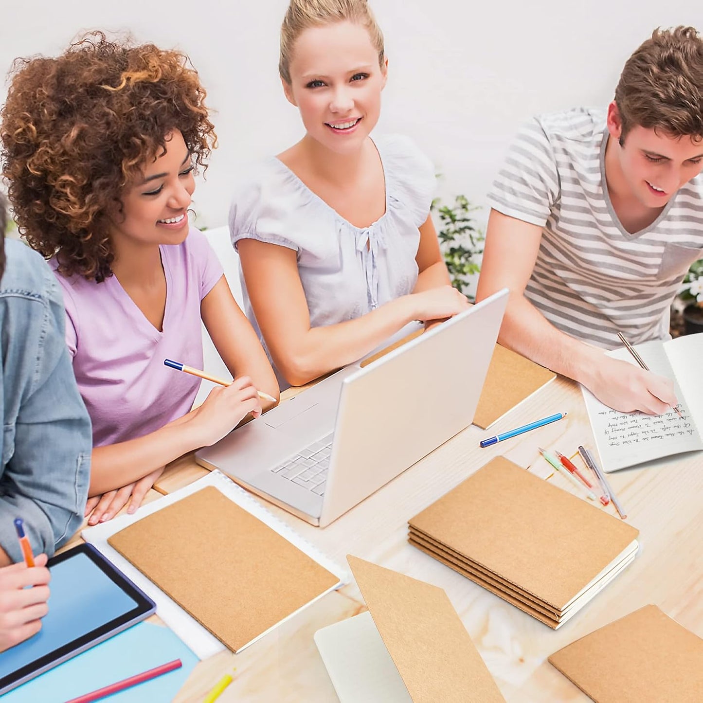 feela 90 Pack Kraft Notebooks Bulk, Lined Travel Journals Note Pad Notebooks for Men Women Girls Students, Making Plans Writing Memos Office School Supplies, A5, 60 Pages, 8.3” X 5.5”