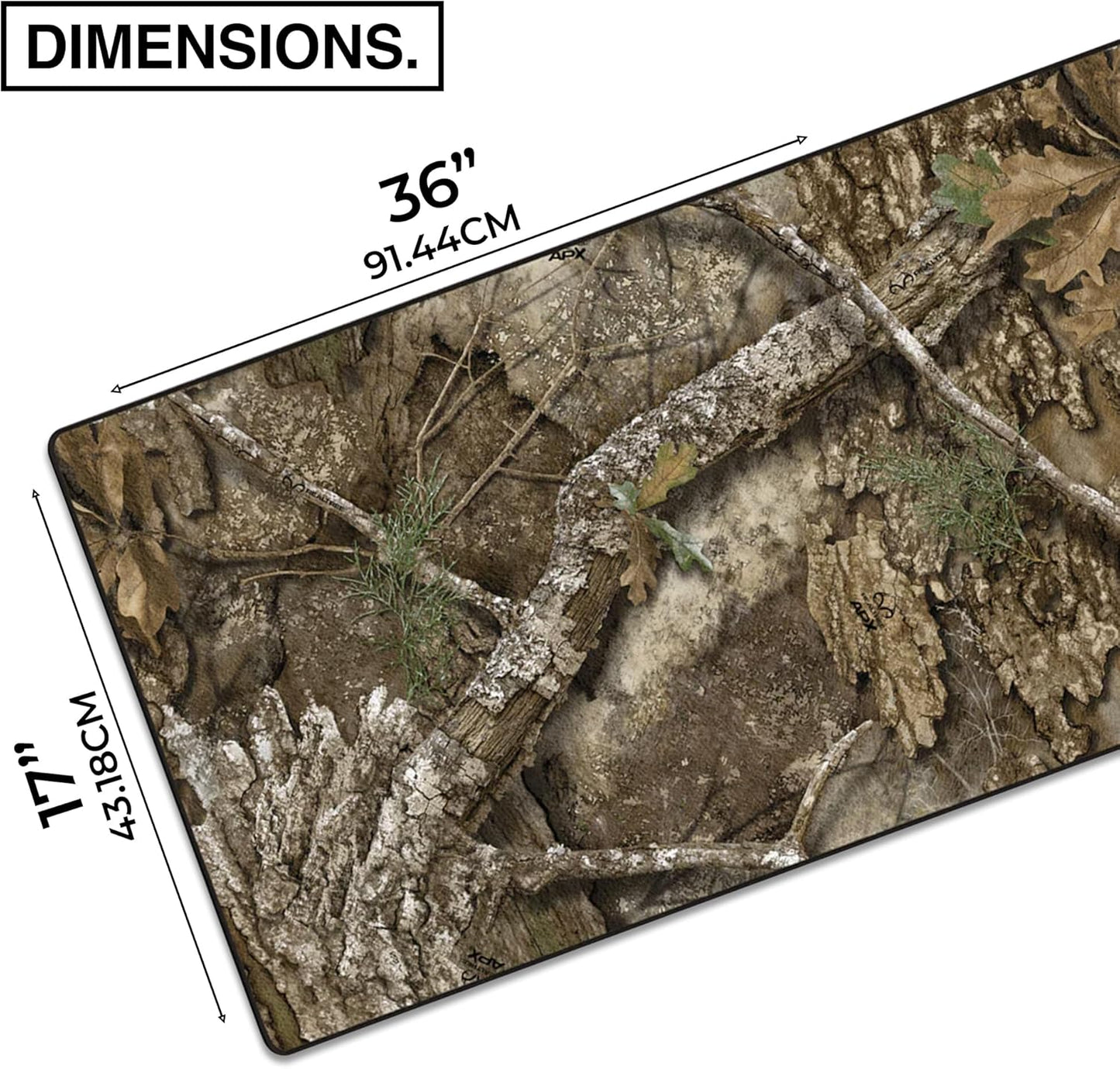 MPCO. Real Tree Large Gaming Desk Pad - 36" x 17" Aeroglyde Fabric APX – Without Logo Desk Mats - Non-Slip, Washable, Smooth Glide for Precision Gaming & Work