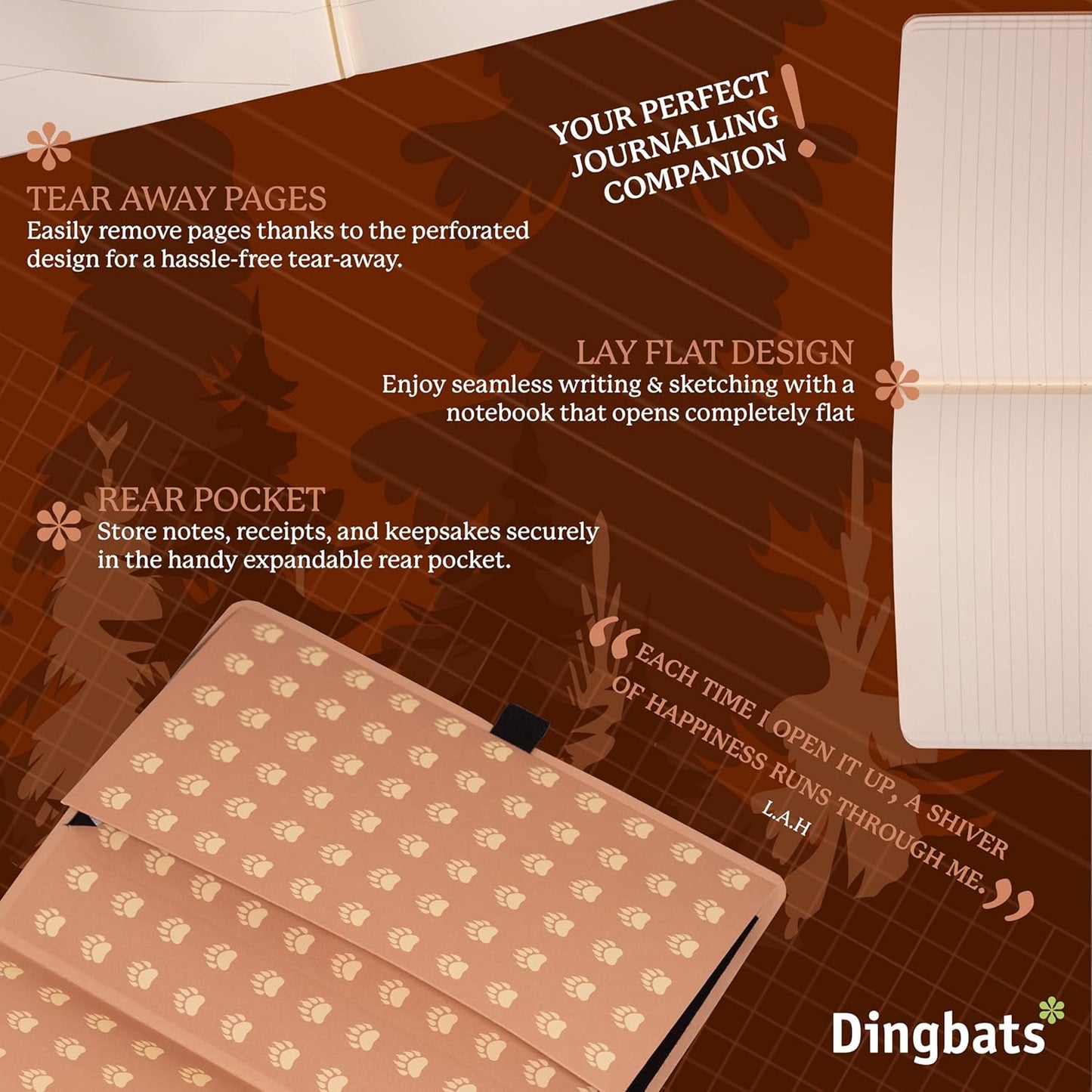 Dingbats A5 Wildlife Ruled Notebook Journal - Premium Vegan Leather Softcover Executive Journal for Women & Men - Work, Note Taking, Writing & Travel
