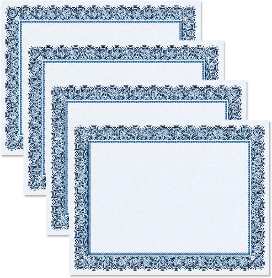 Elite Blue & Blue Parchment Certificate Papers - Pack of 100, Laser & Inkjet Printer Compatible, For Office, Business Awards, Graduation, School Diplomas, 8-1/2" x 11" on 60 lb. Text Stock
