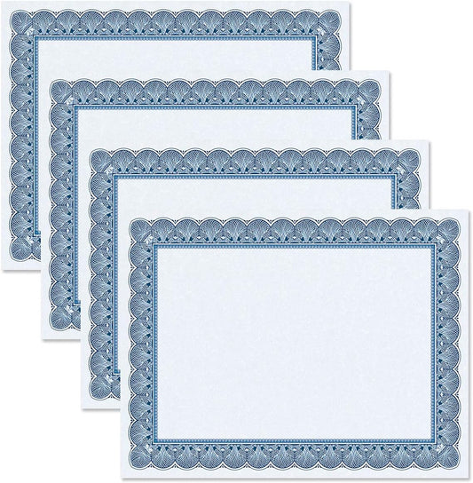 Elite Blue & Blue Parchment Certificate Papers - Pack of 100, Laser & Inkjet Printer Compatible, For Office, Business Awards, Graduation, School Diplomas, 8-1/2" x 11" on 60 lb. Text Stock