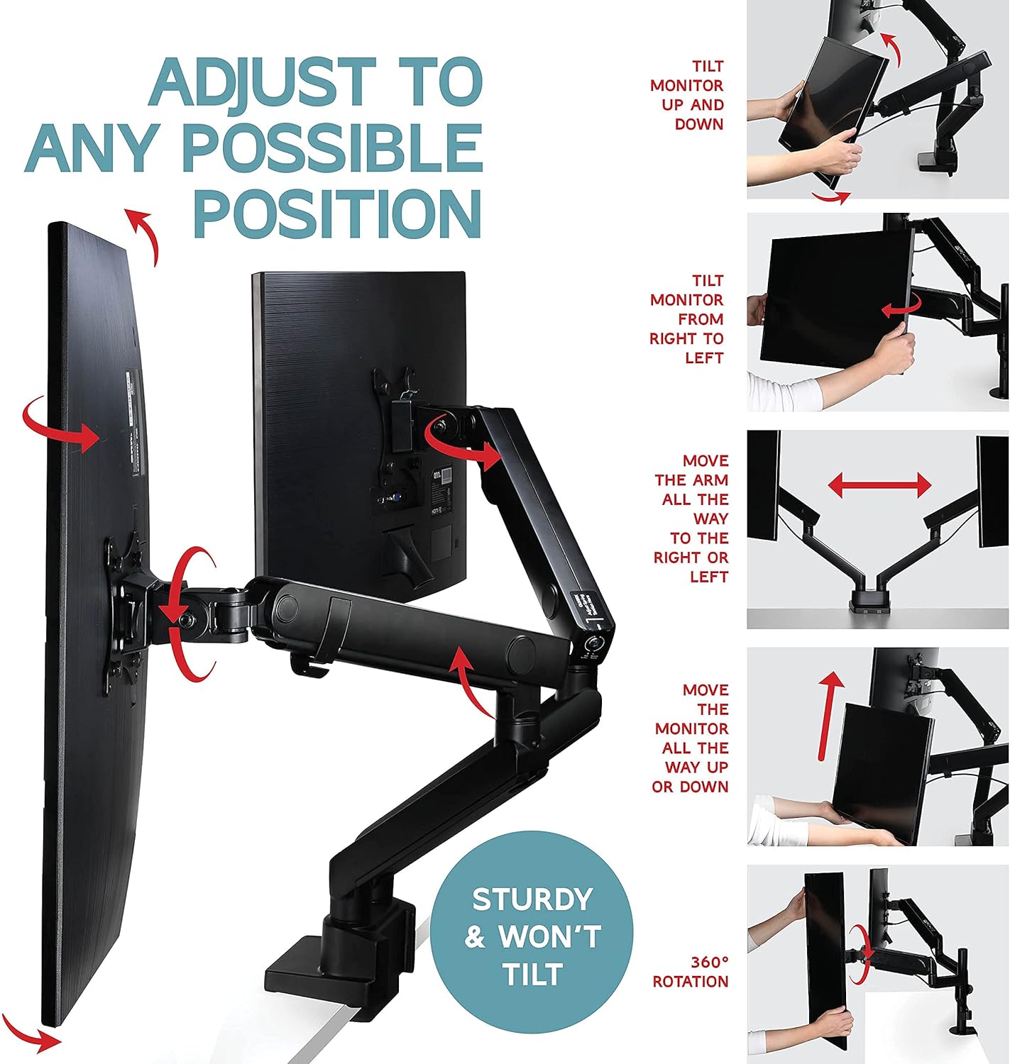Dual Monitor Stand, Dual Monitor Arm, Dual Monitor Mount vesa Mount, up to 32 inch Monitor Desk Mount, soporte Monitor arms & Monitor Stands for 2 Monitors, Dual Monitor Riser Stand