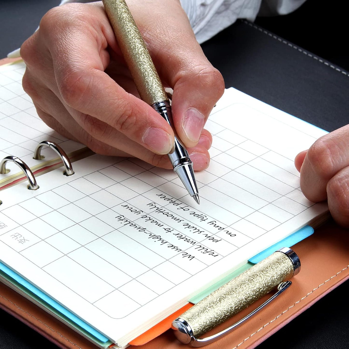 Nice pens,luxury pen with cace,fancy pens Ballpoint Pen Smooth writing experience stylish design effortless writing executive pen-Gift Box with 0.5mm Black Extra 2 Refill (Gold)