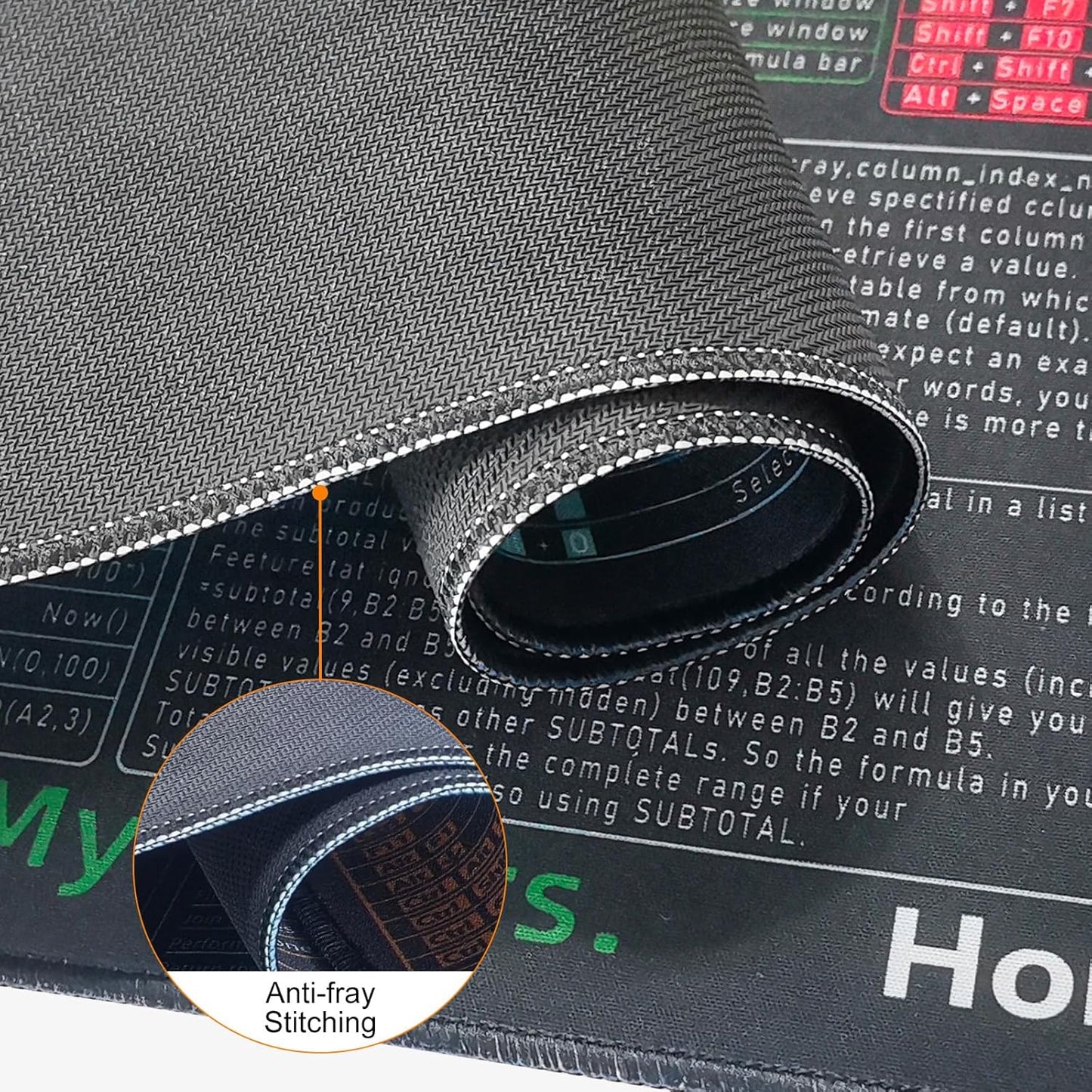 Excel Cheat Sheet Desk Pad-Large Mouse Pad for The Accountant,Office Accessories, Mat for Microsoft Office,Non-Slip Stitched Edge