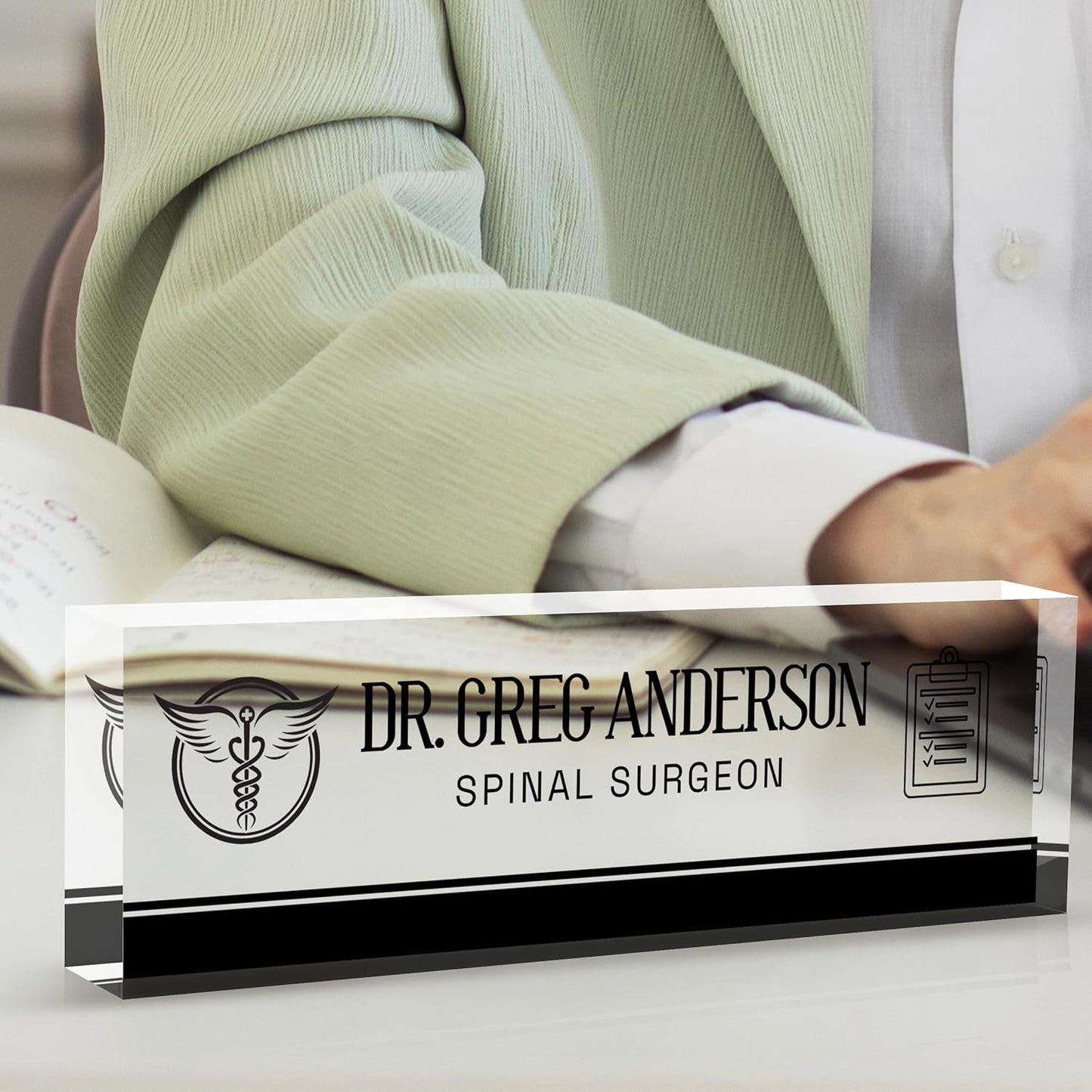 Desk Name Plate Personalized, Doctor Name Plate for Desk, The Office Gifts Employee Appreciation Gifts for Doctor and Nurse, Office Desk Decor for Women and Men