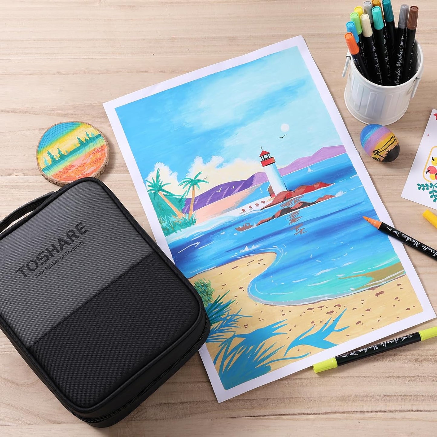 120 Colors Acrylic Paint Markers, Waterproof Dual Tip Acrylic Paint Pens with Brush and Fine Tip, Markers Set for Paper, Rock, Wood, Canvas, Glass, Ceramic and DIY Crafts Making Art Supplies