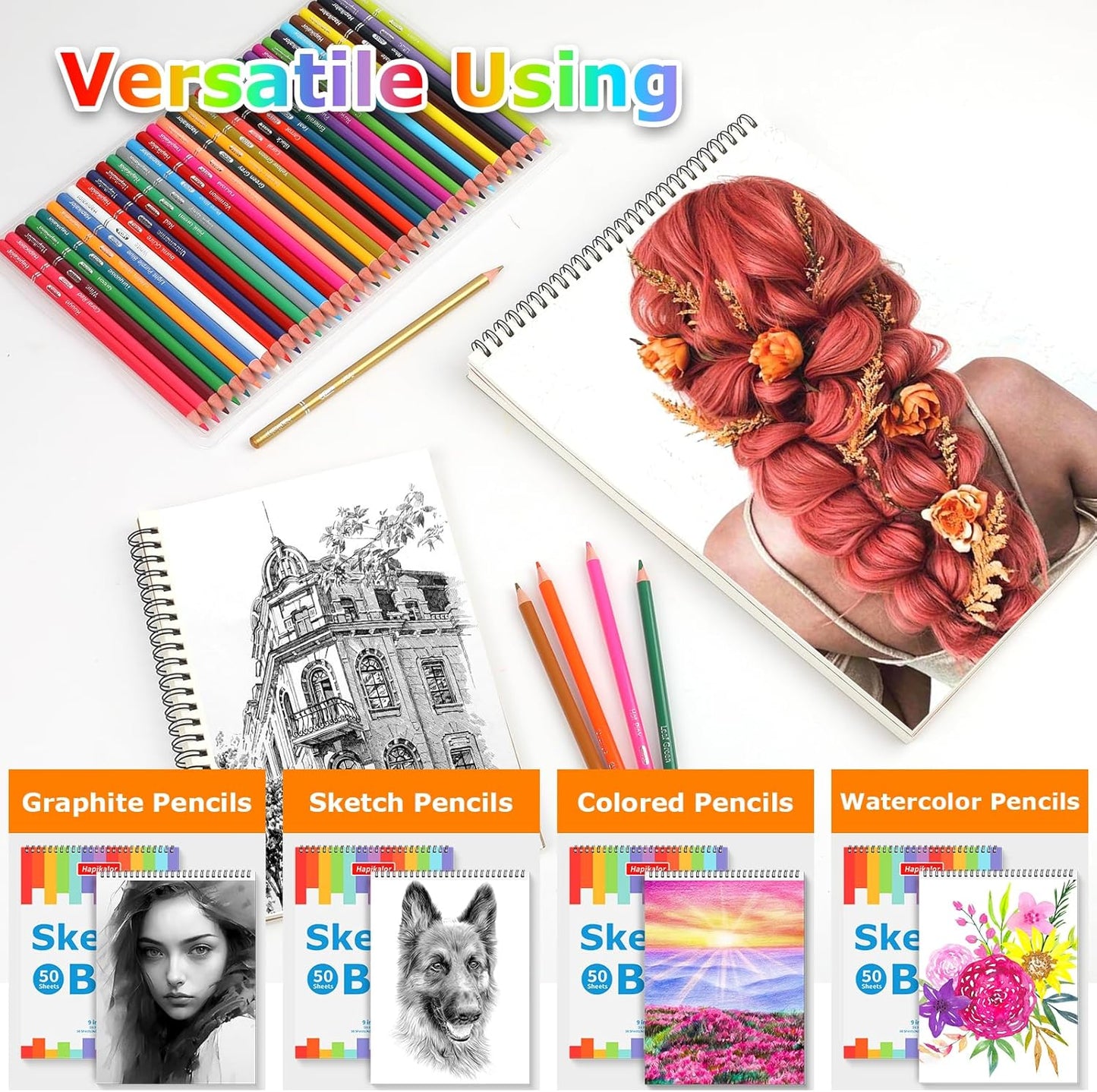 Drawing Pad for Kids, Sketch Pads 50 Sheets, 3-Pack Kids Travel Activities Spiral Bound Drawing Books Bulk 6" x 9 ", Drawing Paper for Kids 9-12