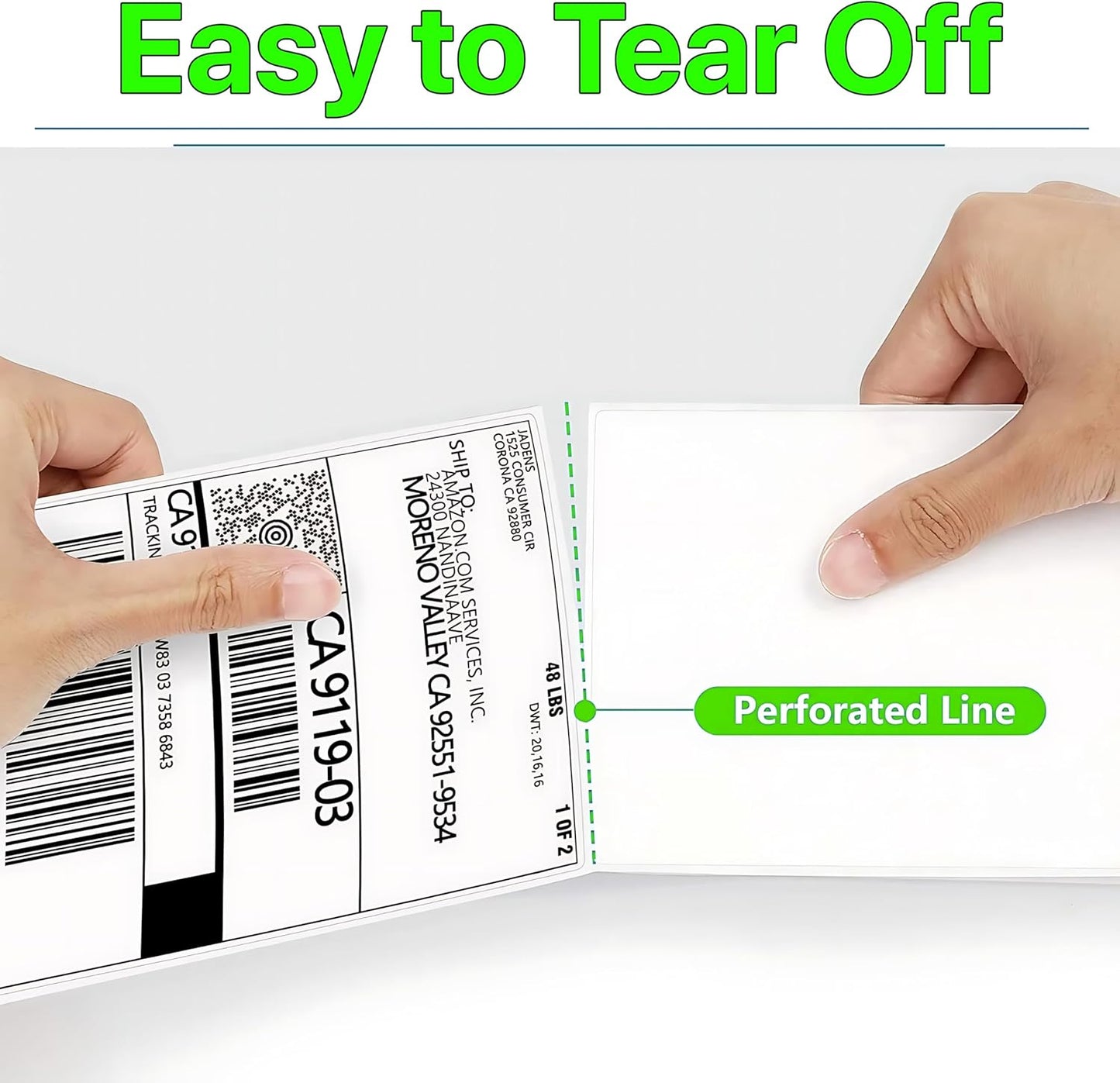 Fanfold [4 x 6 inch] x [1000 Labels] Thermal Stack Direct White Strong Adhesive Perforated Postage Shipping Printer Compatible with Zebra SNBC Epson Rollo (1000 Labels, Fanfold)