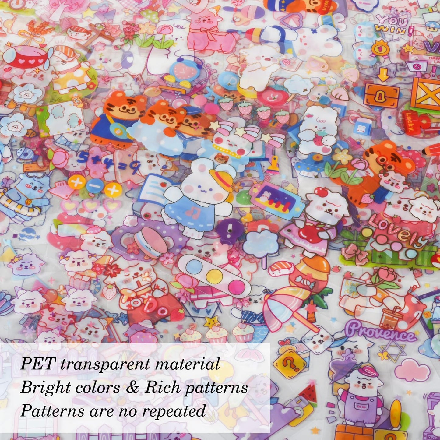 EAMOTOL 100 Sheets PET Decorative Stickers, Cute Waterproof Sticker Set for Scrapbook Diary Bullet Journaling Planner DIY Craft Album Calendar Notebook Laptop Phone Case- Animal Series