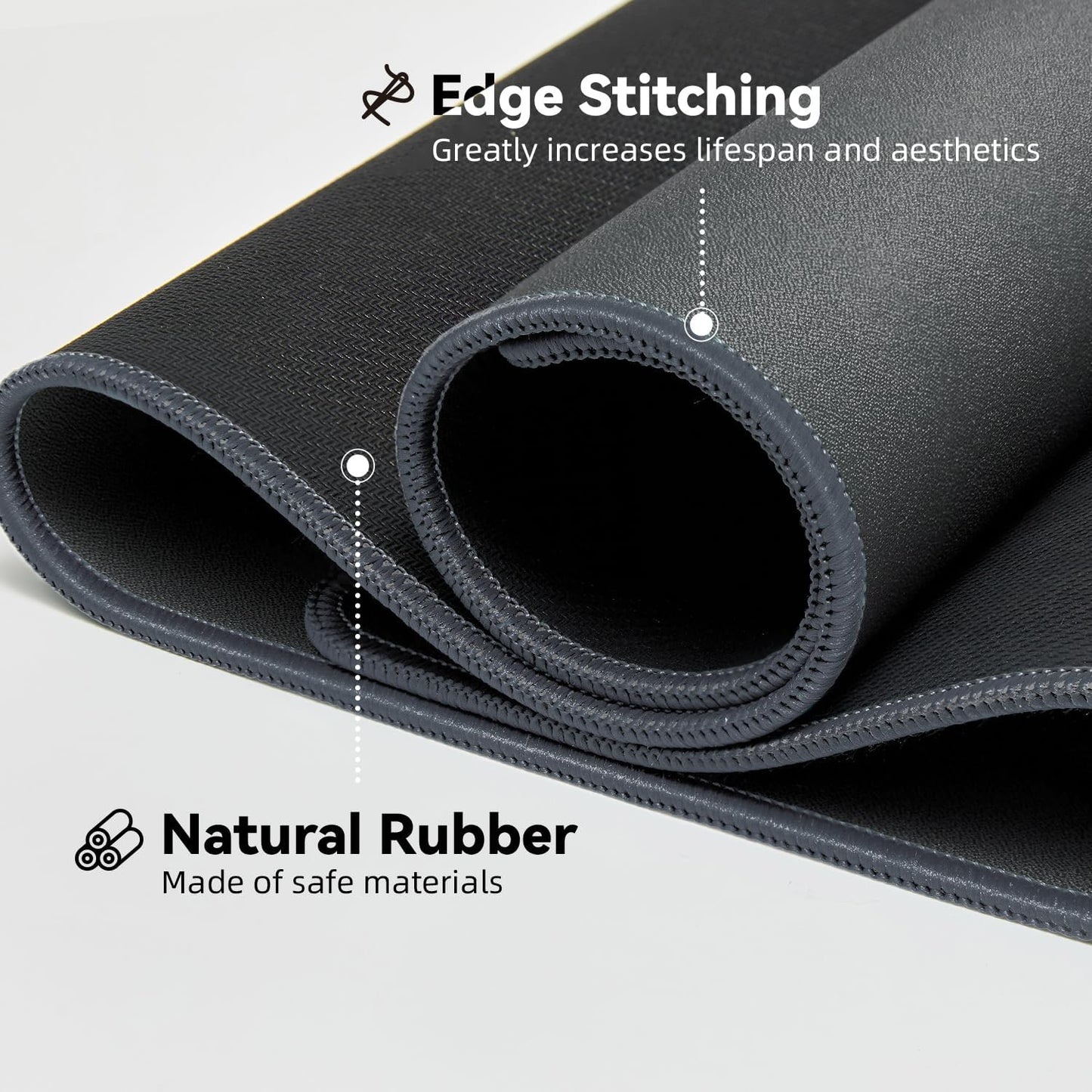 Waterproof Large Gaming Mouse Pad with Durable Stitched Edges, Non-Slip Rubber Base, Smooth Surface Mouse Mat Desk Pad for Home Office Gaming, 27.5"x11.8"x0.08", Dark Gray