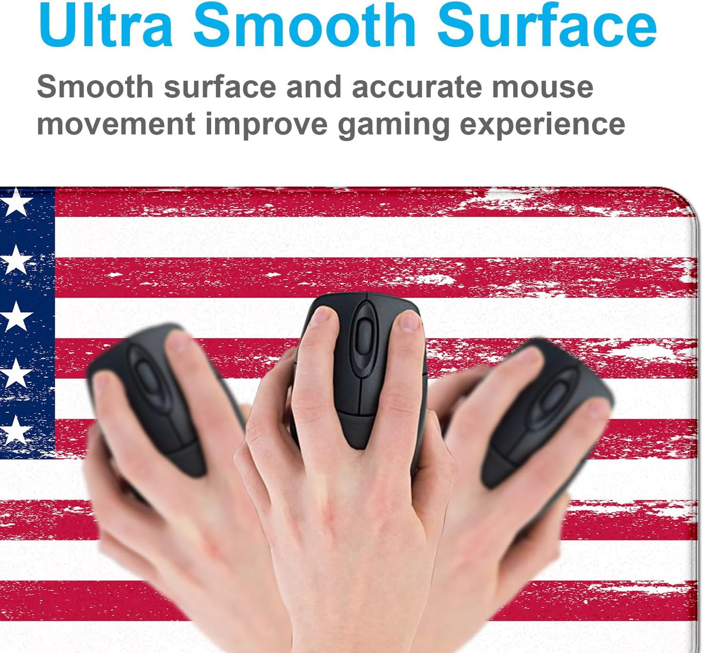 American Flag XXL Extended Mouse Pad, Patriot Large Laptop Pad, Waterproof, Non Slip, Gaming Office and Home Stitching Edge Table Pad 35.4 x 15.7 x 0.12 Inches