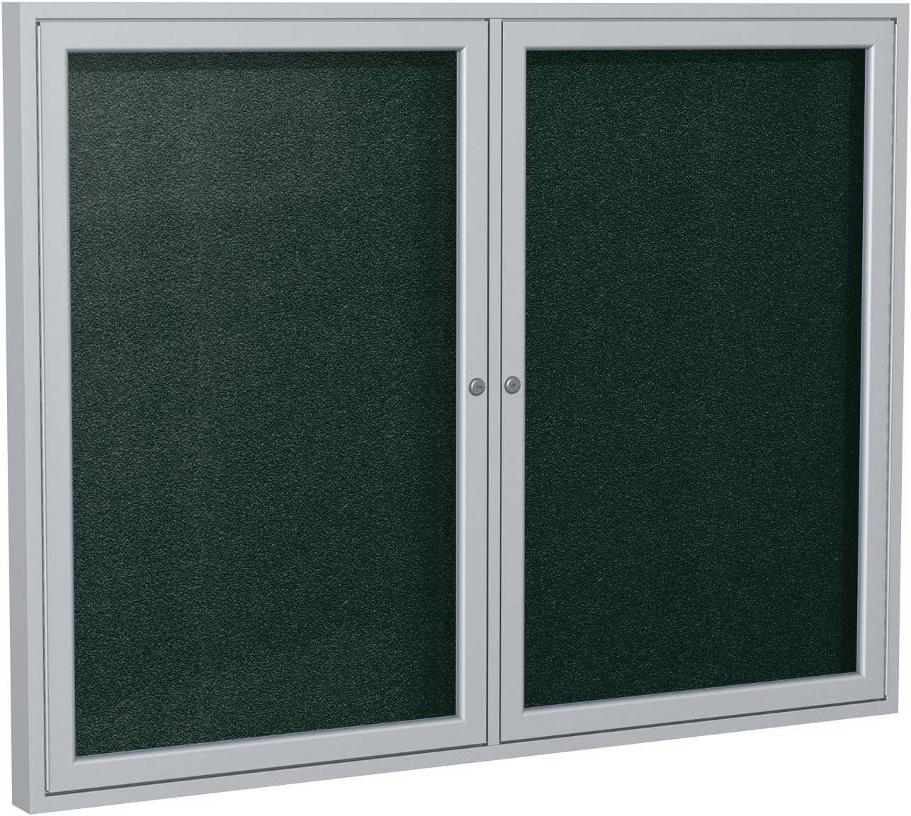 Ghent 36"x60" 2-Door Outdoor Enclosed Vinyl Bulletin Board, Shatter Resistant, with Lock, Satin Aluminum Frame - Ebony (PA23660VX-183), Made in the USA
