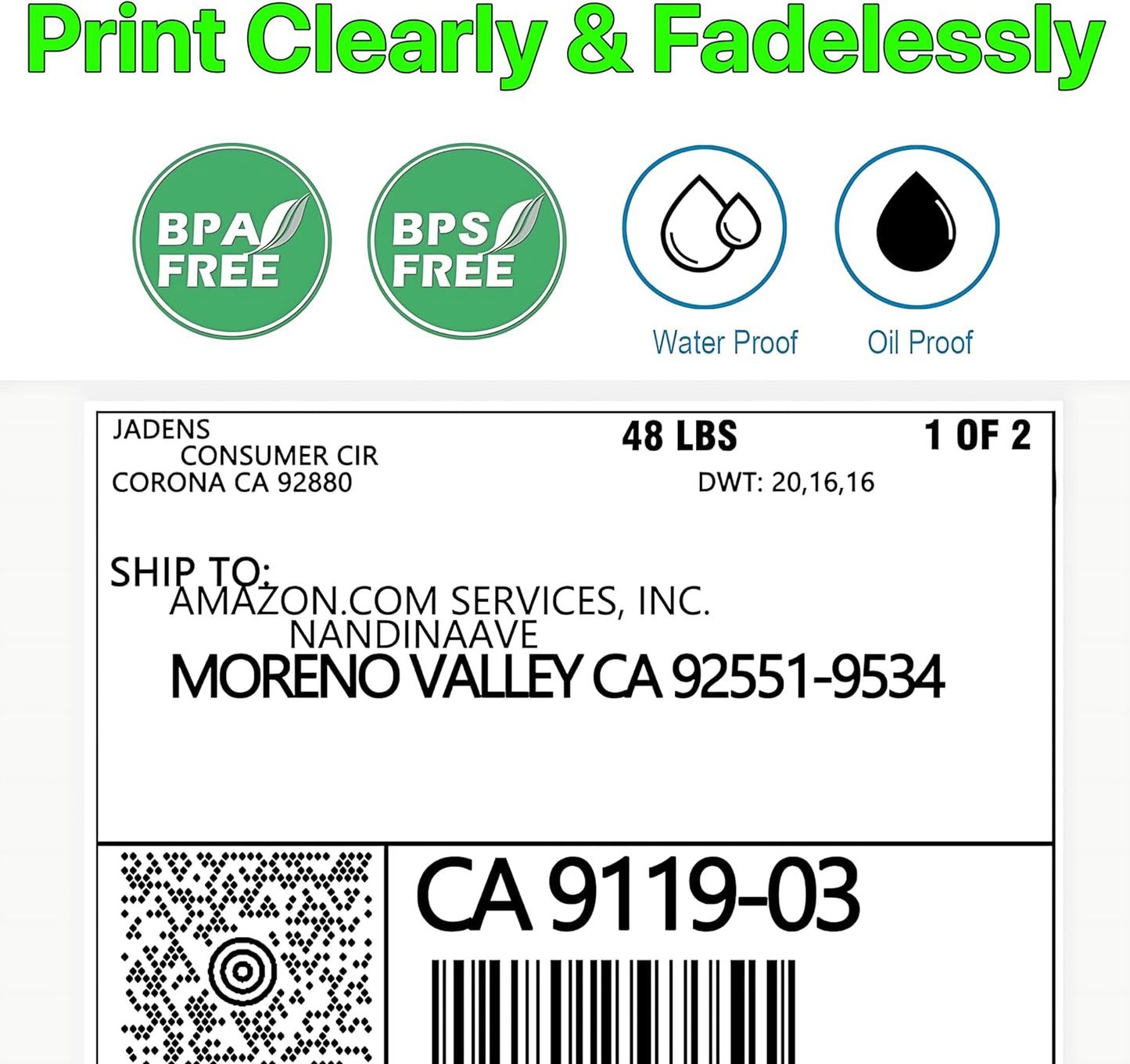 Fanfold [4 x 6 inch] x [1000 Labels] Thermal Stack Direct White Strong Adhesive Perforated Postage Shipping Printer Compatible with Zebra SNBC Epson Rollo (1000 Labels, Fanfold)